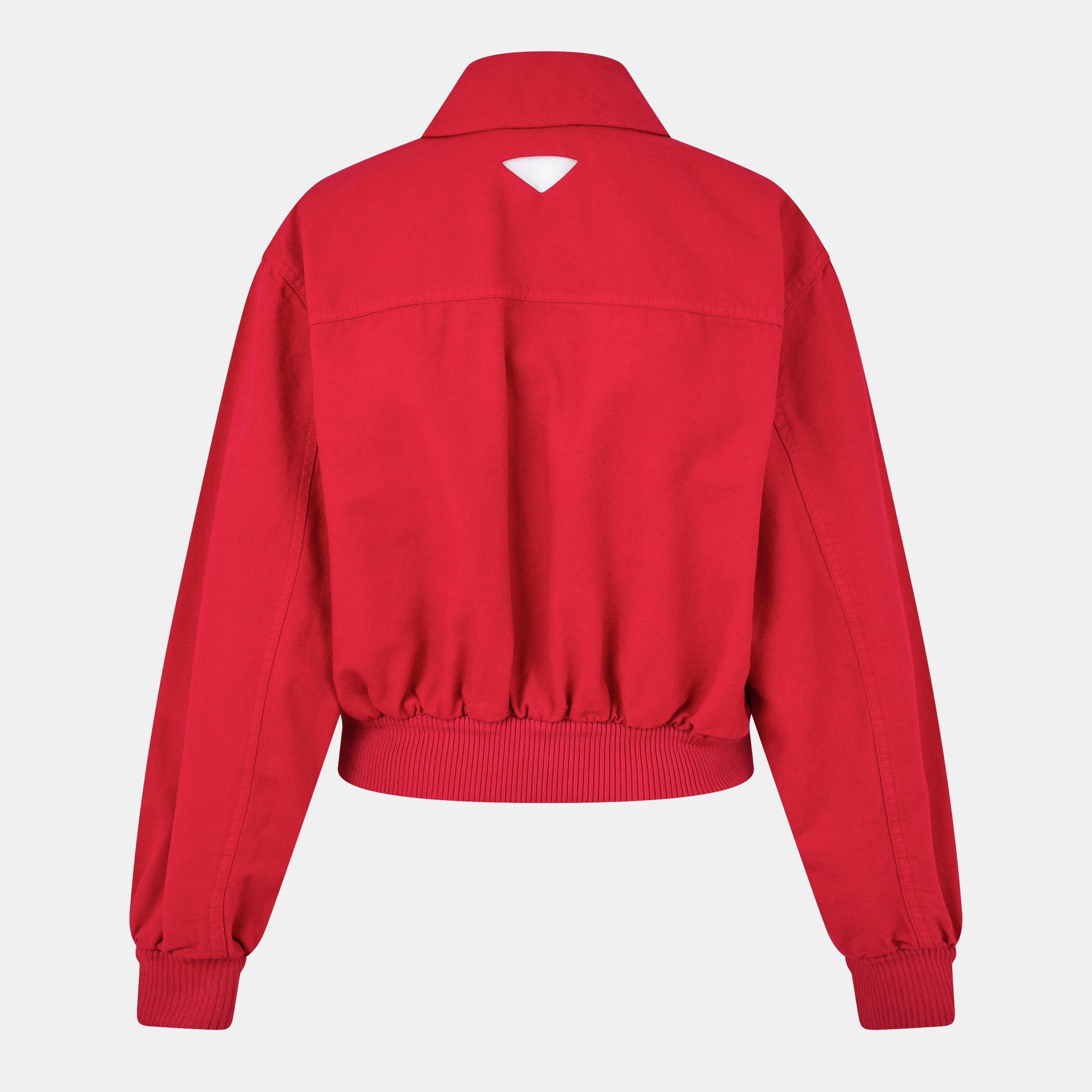 ROSSO - Prada - Women's Ribbed Trim Hardware Detail Bomber Jacket - 2