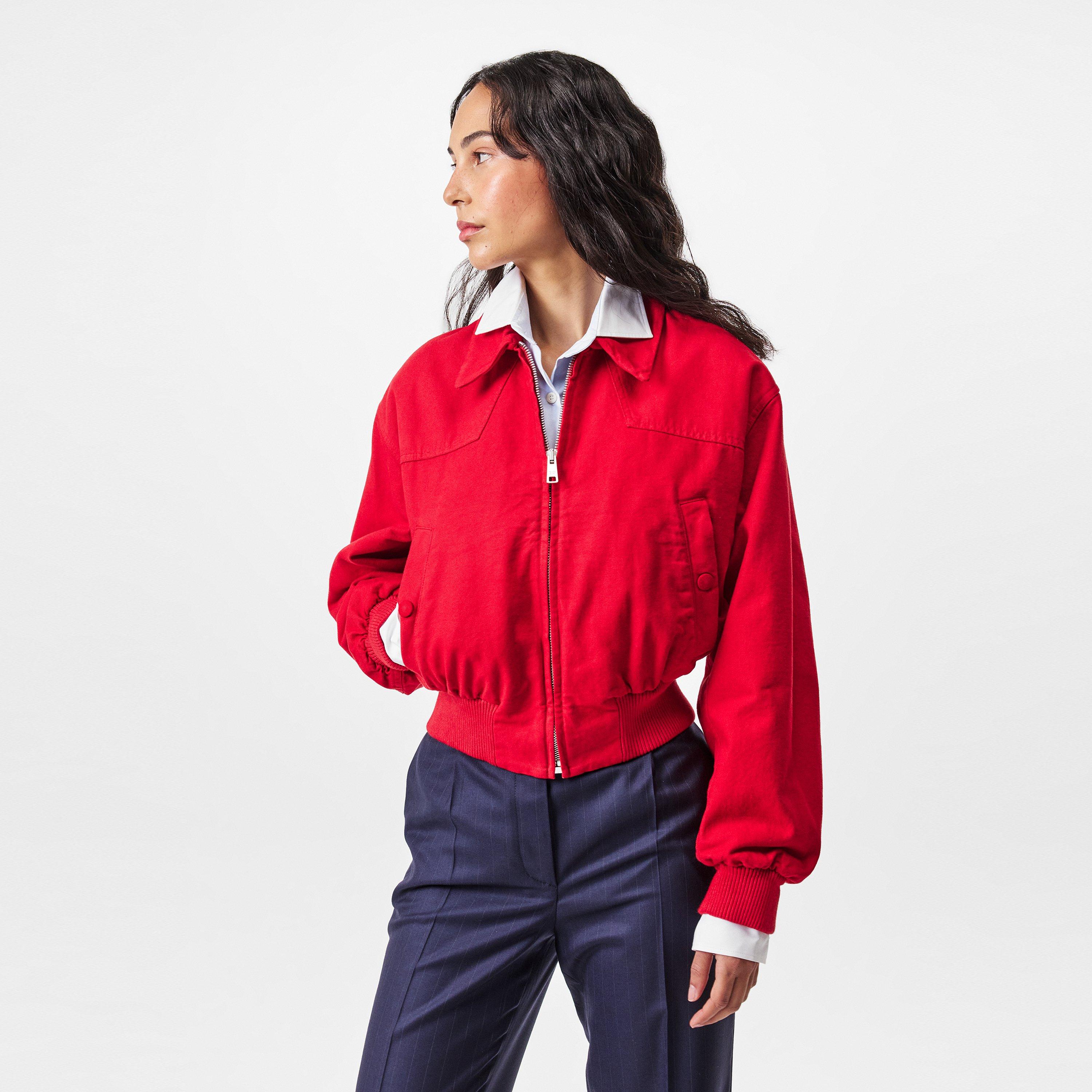 ROSSO - Prada - Women's Ribbed Trim Hardware Detail Bomber Jacket - 3