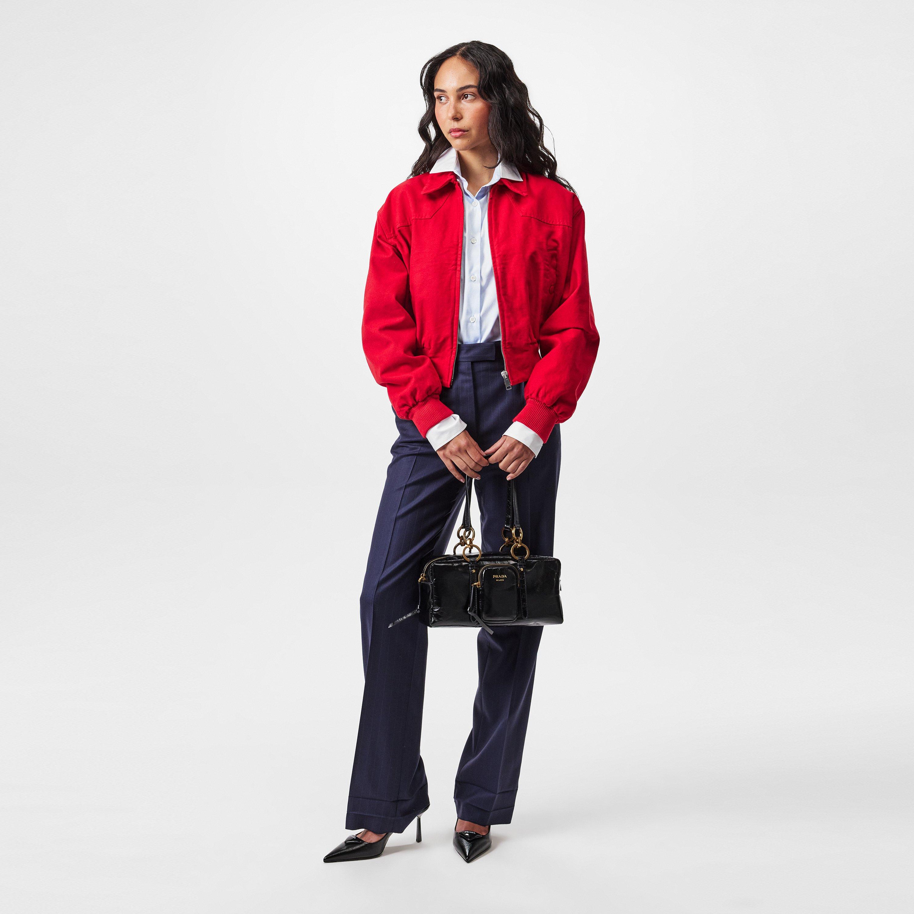 ROSSO - Prada - Women's Ribbed Trim Hardware Detail Bomber Jacket - 6