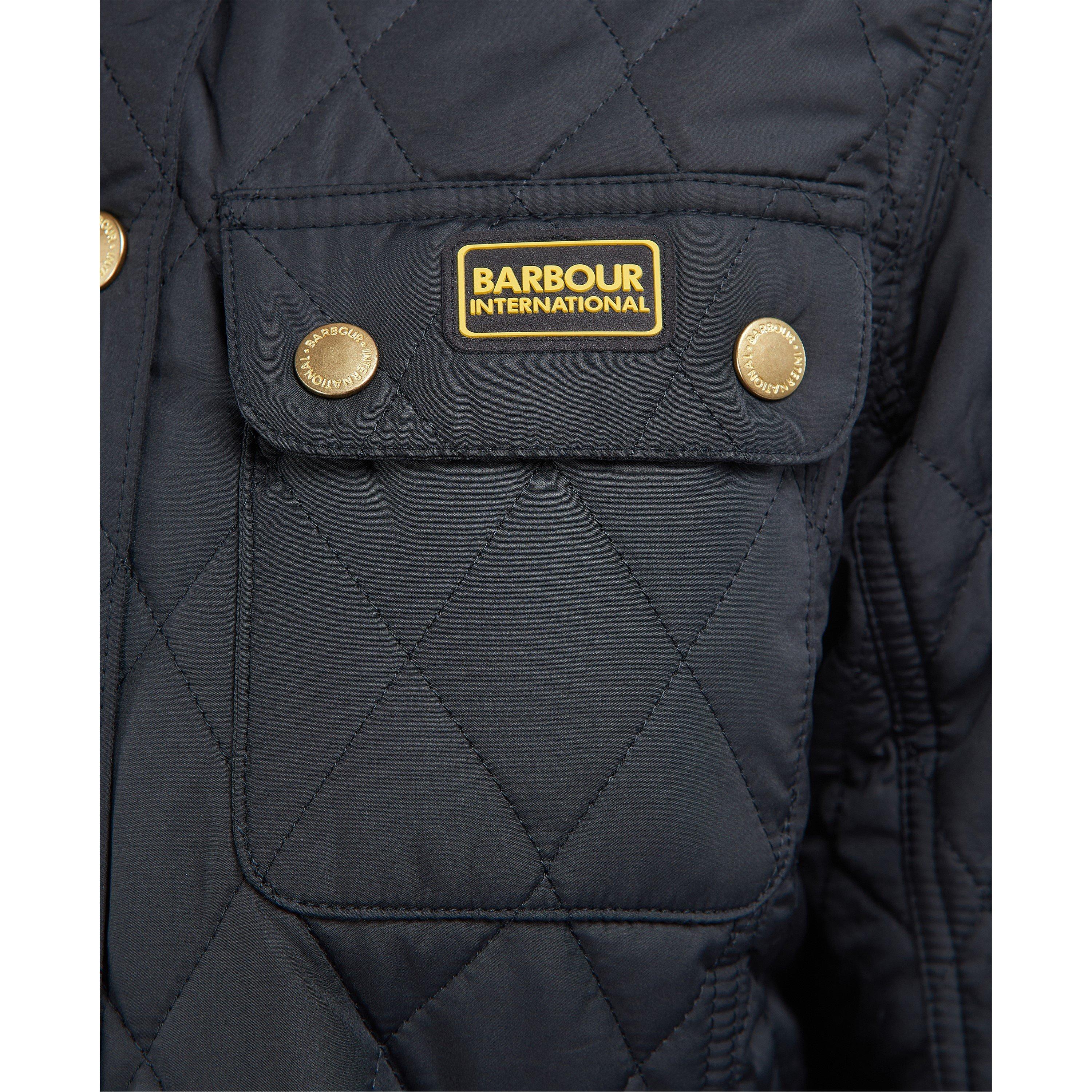 Black - Barbour International - Women's Enduro Quilted Windproof Faux Fur Trim Mid-Length Short Puffer Jacket - 7
