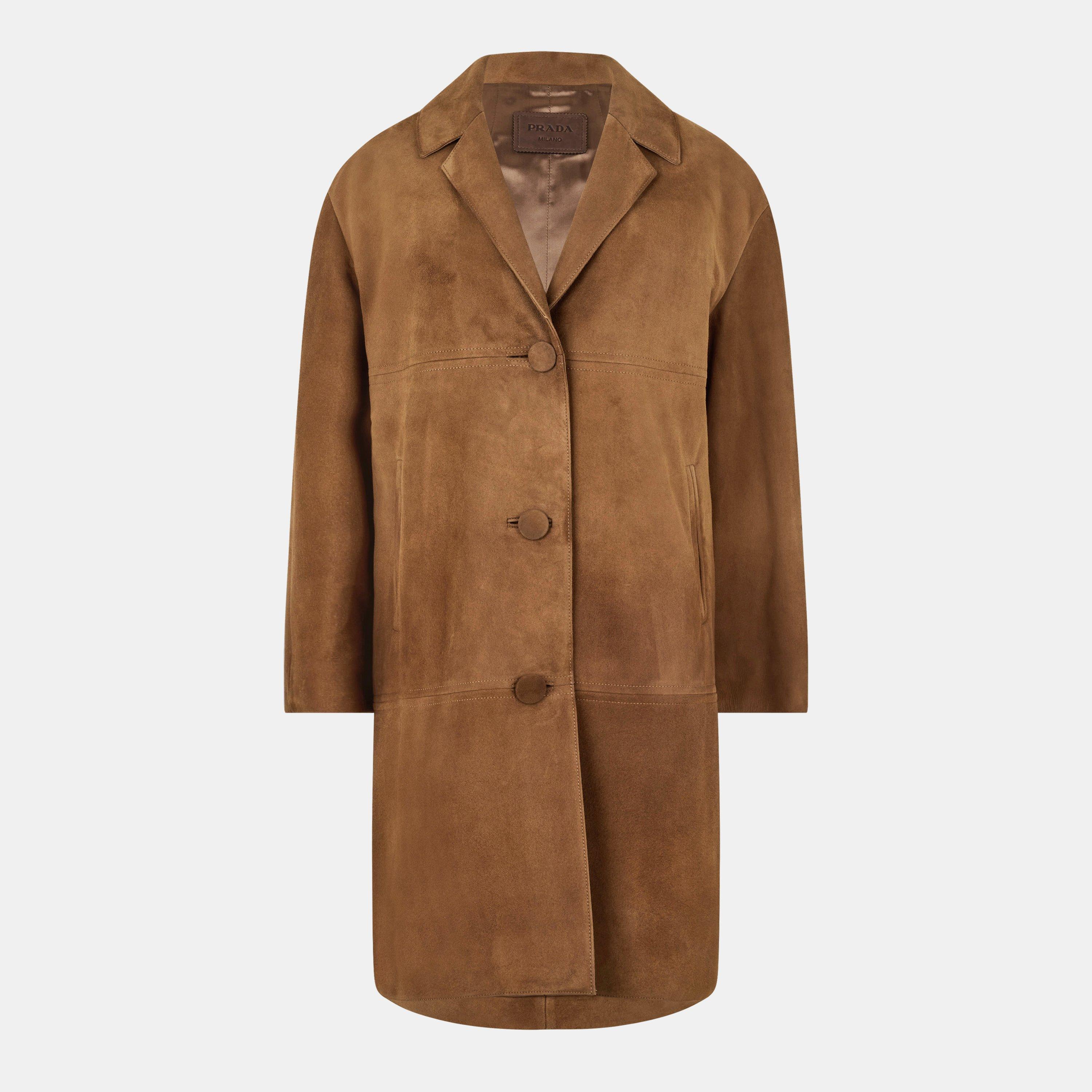 TABACCO - Prada - Women's Textured Plush Lined Shearling Jacket - 1