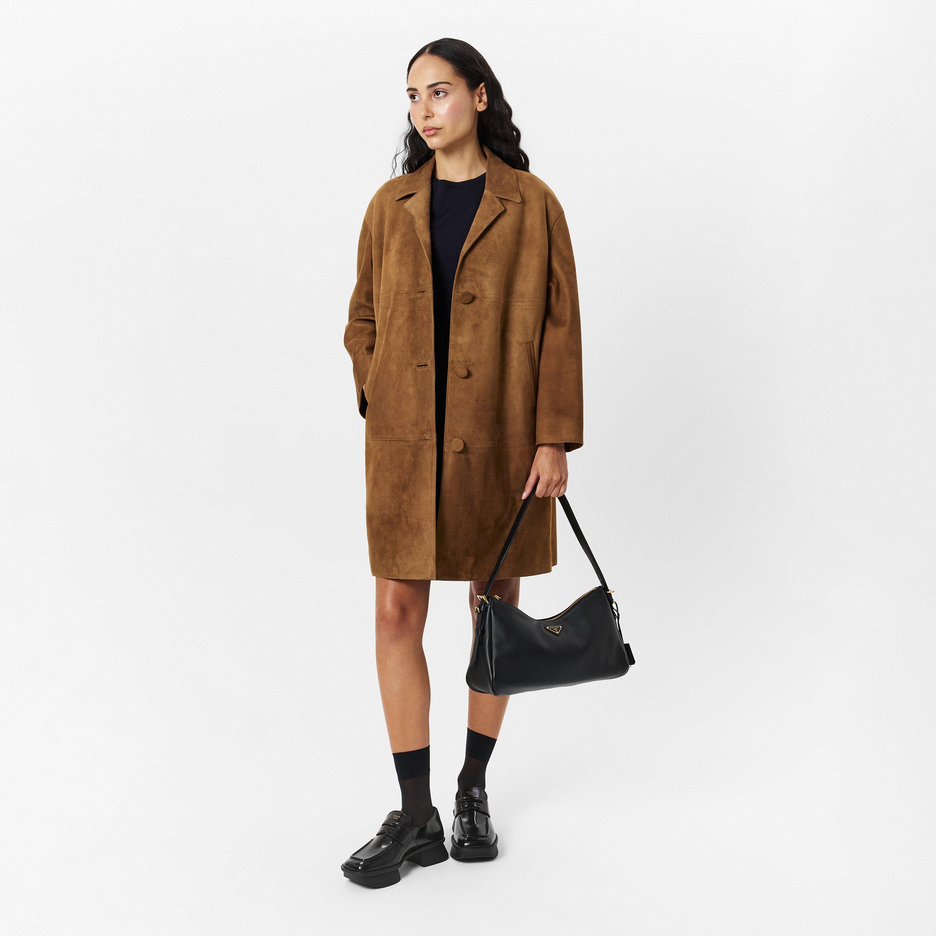 TABACCO - Prada - Women's Suede Tailored Fit Shearling Jacket - 6