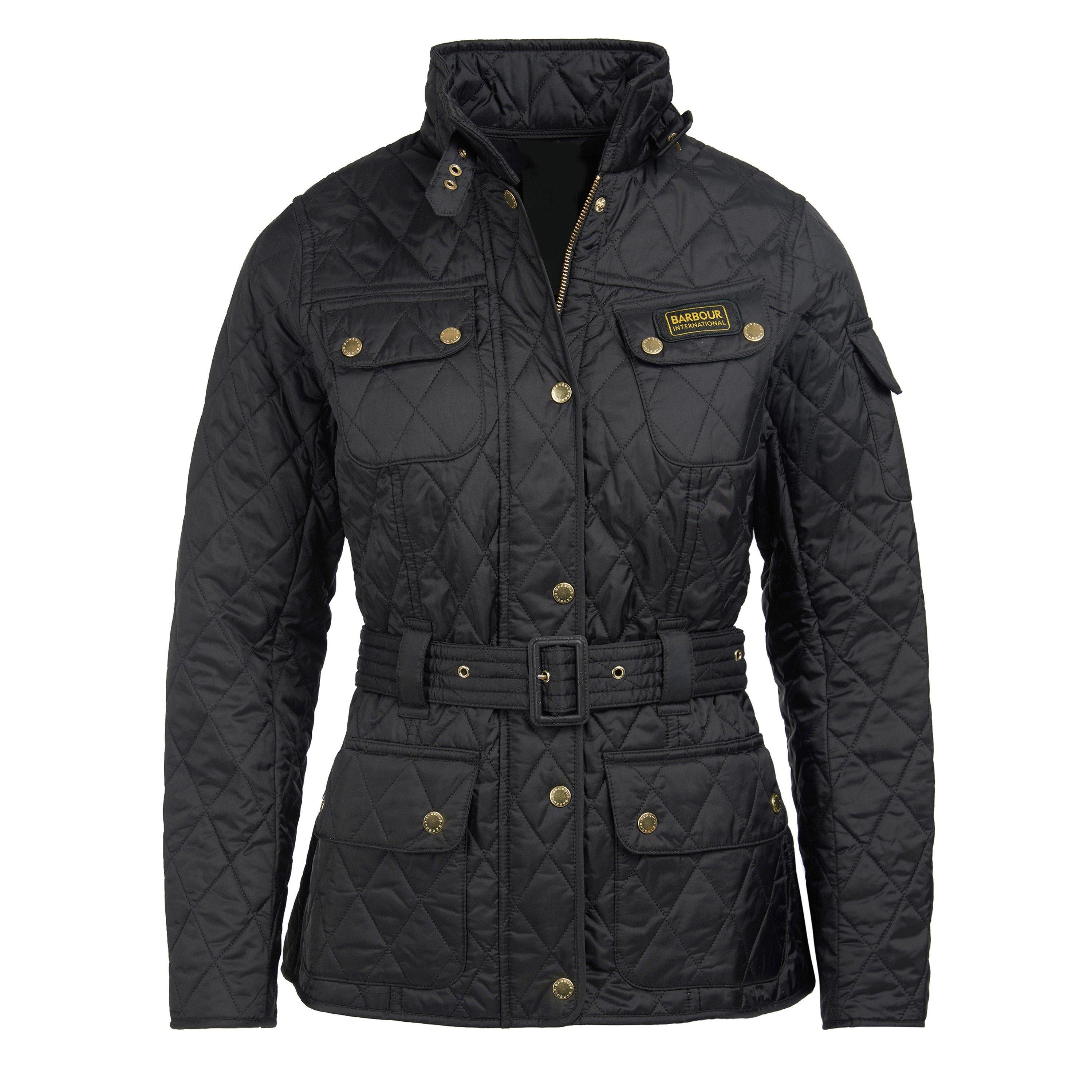 Black - Barbour International - Womens Diamond Quilted Wind Resistant Long Sleeve Slim Fit Quilted Jacket - 1