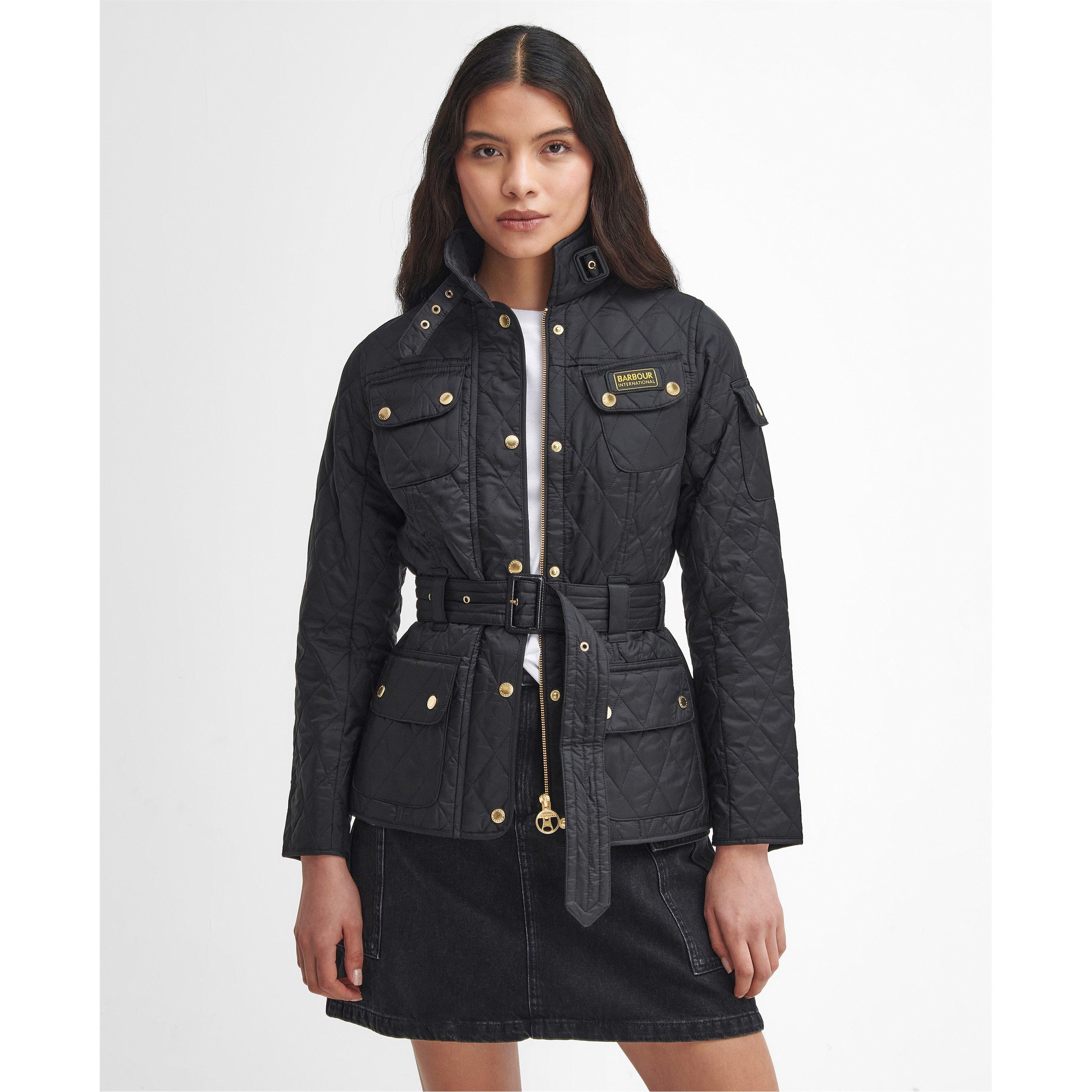 Black - Barbour International - Women's Diamond Quilted Wind Resistant Long Sleeve Slim Fit Quilted Jacket - 3