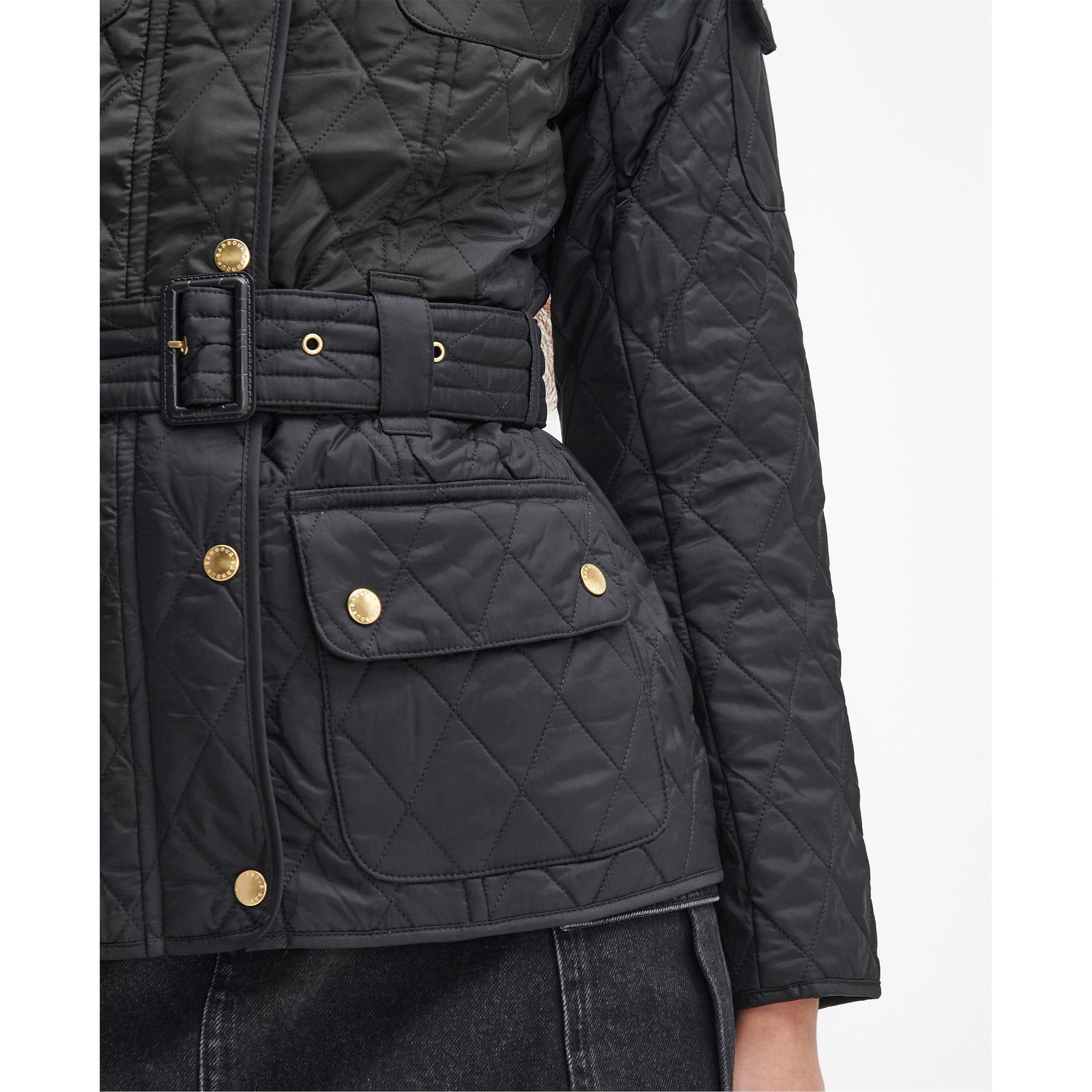 Black - Barbour International - Women's Diamond Quilted Wind Resistant Long Sleeve Slim Fit Quilted Jacket - 6