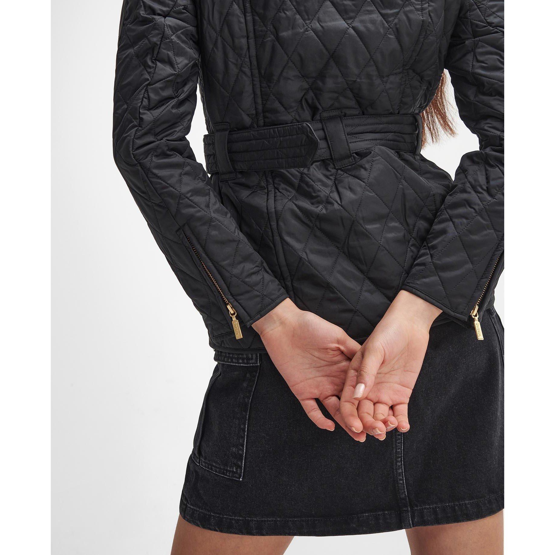 Black - Barbour International - Women's Diamond Quilted Wind Resistant Long Sleeve Slim Fit Quilted Jacket - 8