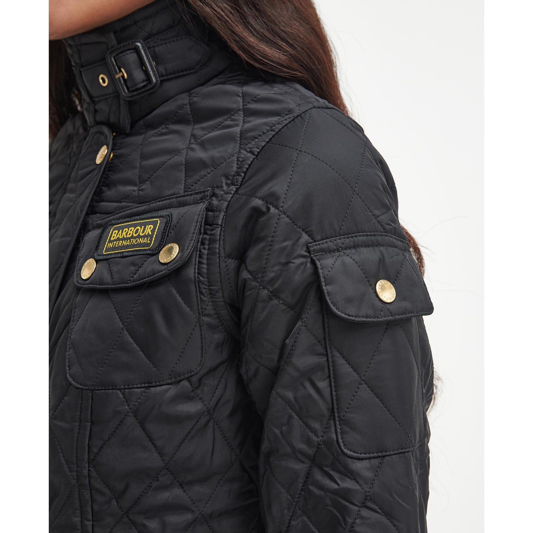 Black - Barbour International - Women's Diamond Quilted Wind Resistant Long Sleeve Slim Fit Quilted Jacket - 9