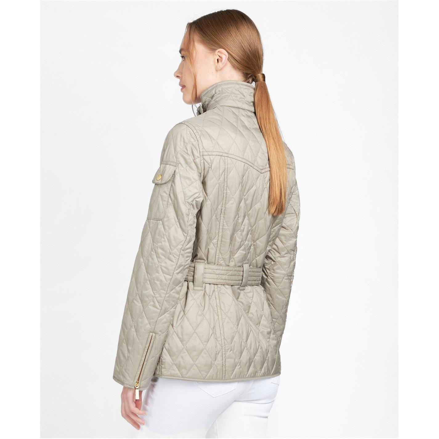 Taupe Pearl - Barbour International - Womens Diamond Quilted Wind Resistant Long Sleeve Slim Fit Quilted Jacket - 4
