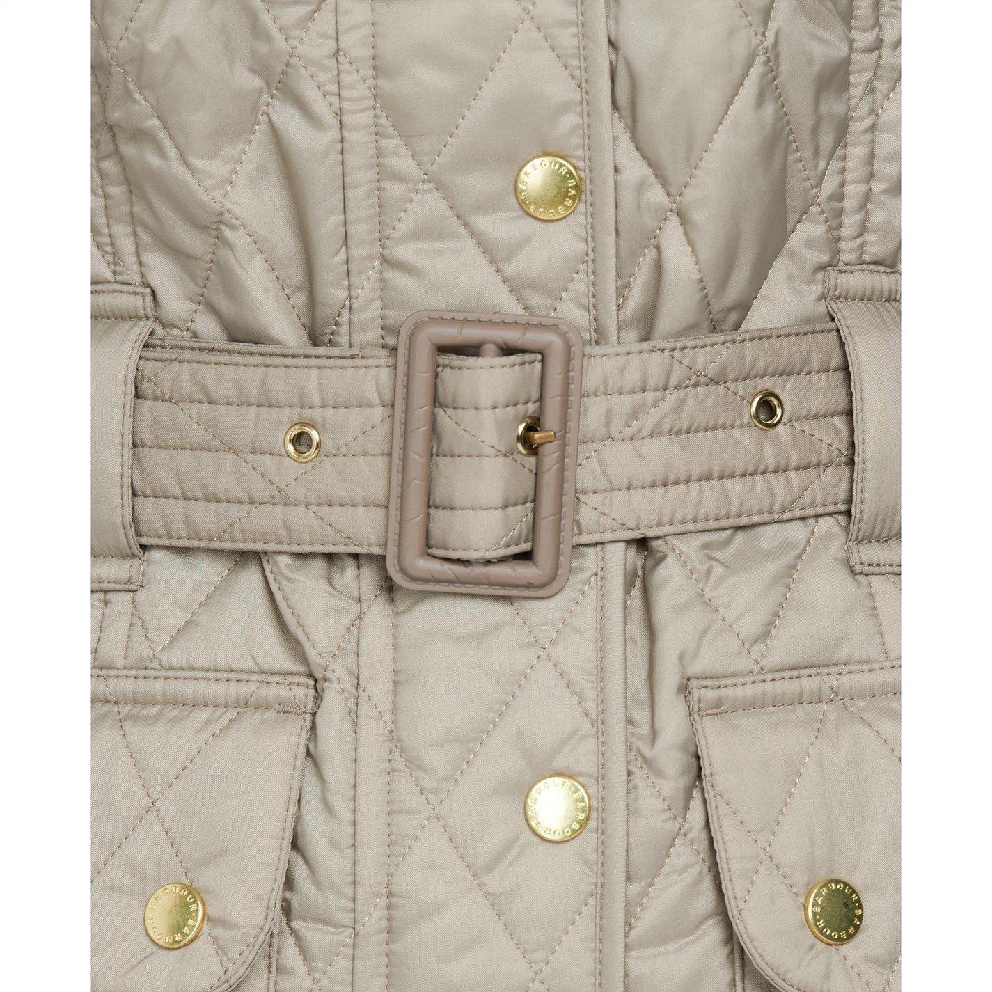 Taupe Pearl - Barbour International - Womens Diamond Quilted Wind Resistant Long Sleeve Slim Fit Quilted Jacket - 5