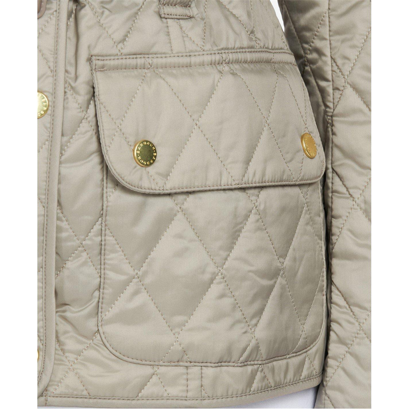 Taupe Pearl - Barbour International - Womens Diamond Quilted Wind Resistant Long Sleeve Slim Fit Quilted Jacket - 8