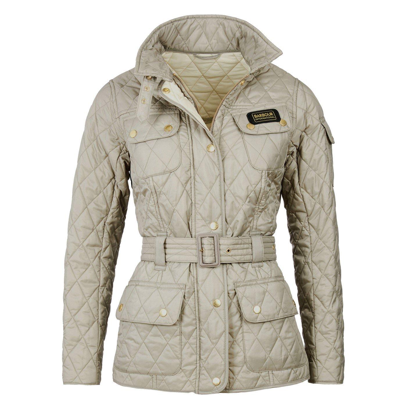 Taupe Pearl - Barbour International - Womens Diamond Quilted Wind Resistant Long Sleeve Slim Fit Quilted Jacket - 9