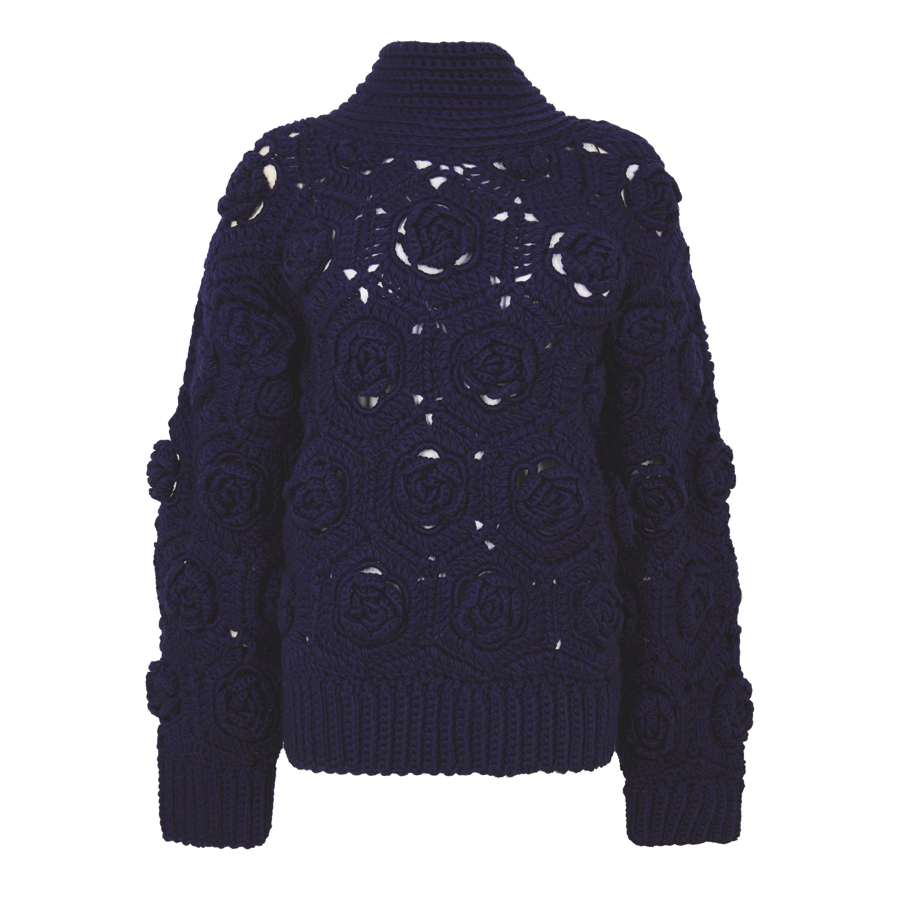 Ganni Women's Flwr Crochet Crew Sweatshirt - Sky Captain - Size 8 (34)