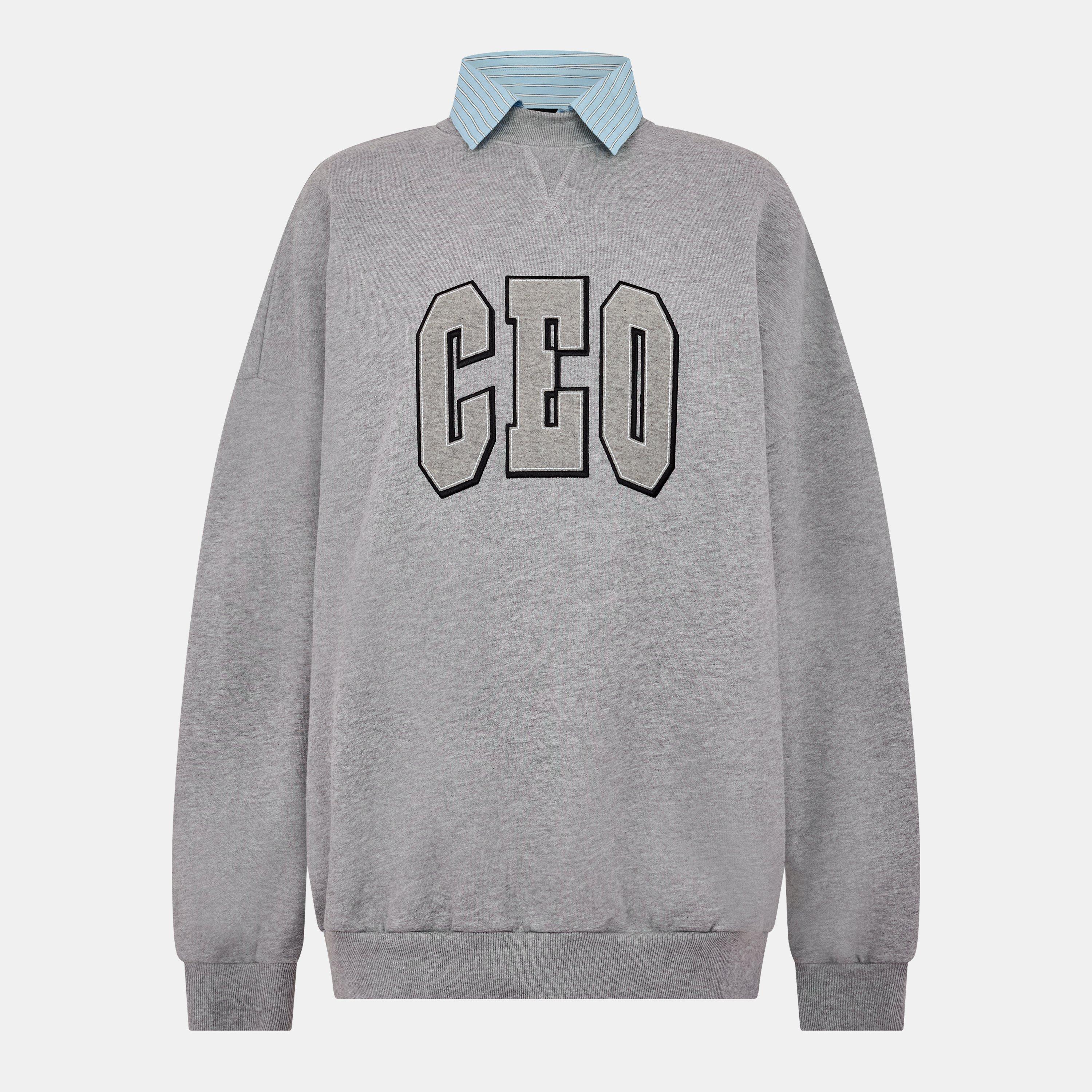 Heather Grey - Balenciaga - Women's Crew Neck Ribbed Sweatshirt - 1