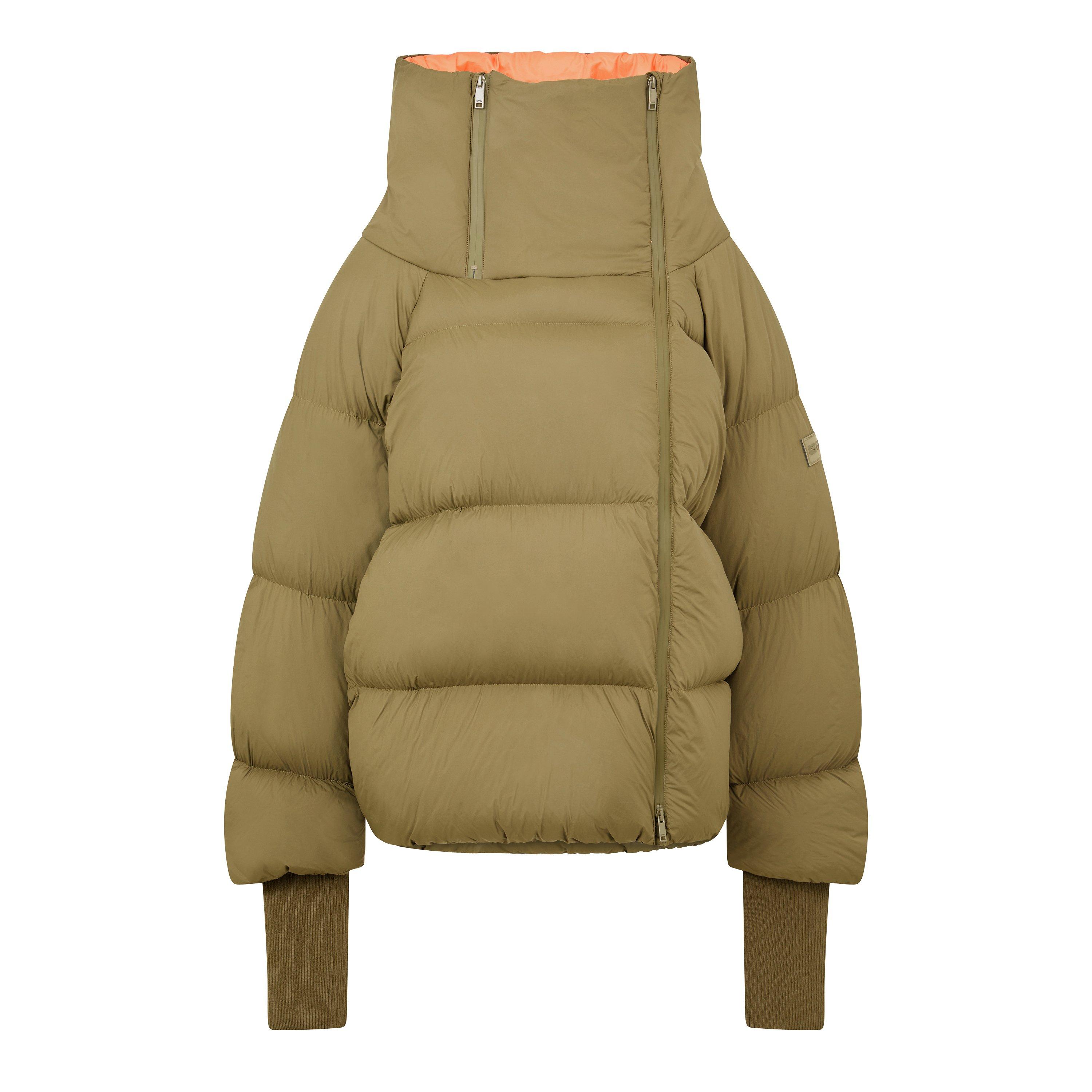Military Olive - Ganni - Women's Duck Down Full-Zip Short Puffer Jacket - 1