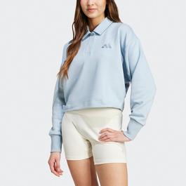 adidas ALL SZN Womens French Terry Polo Cropped Sweatshirt