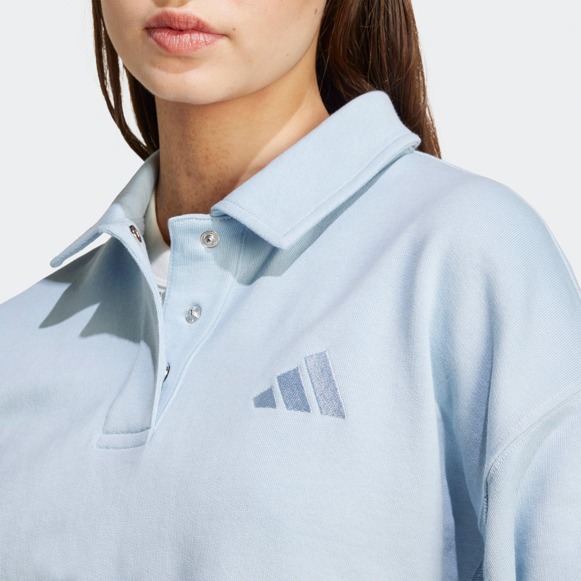 Wonder Blue - adidas - adidas ALL SZN Womens French Terry Polo Cropped Sweatshirt - 3