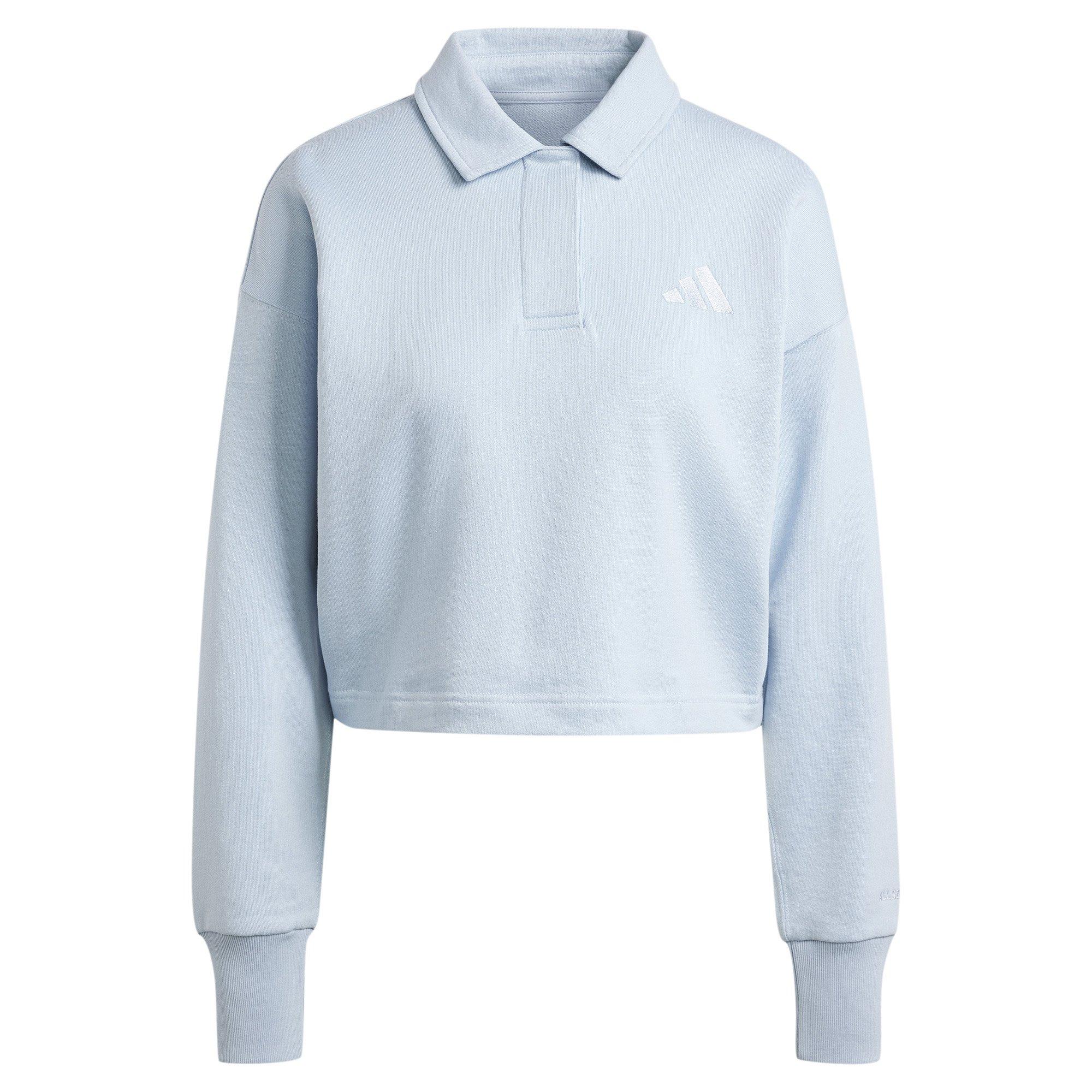 Wonder Blue - adidas - adidas ALL SZN Womens French Terry Polo Cropped Sweatshirt - 5