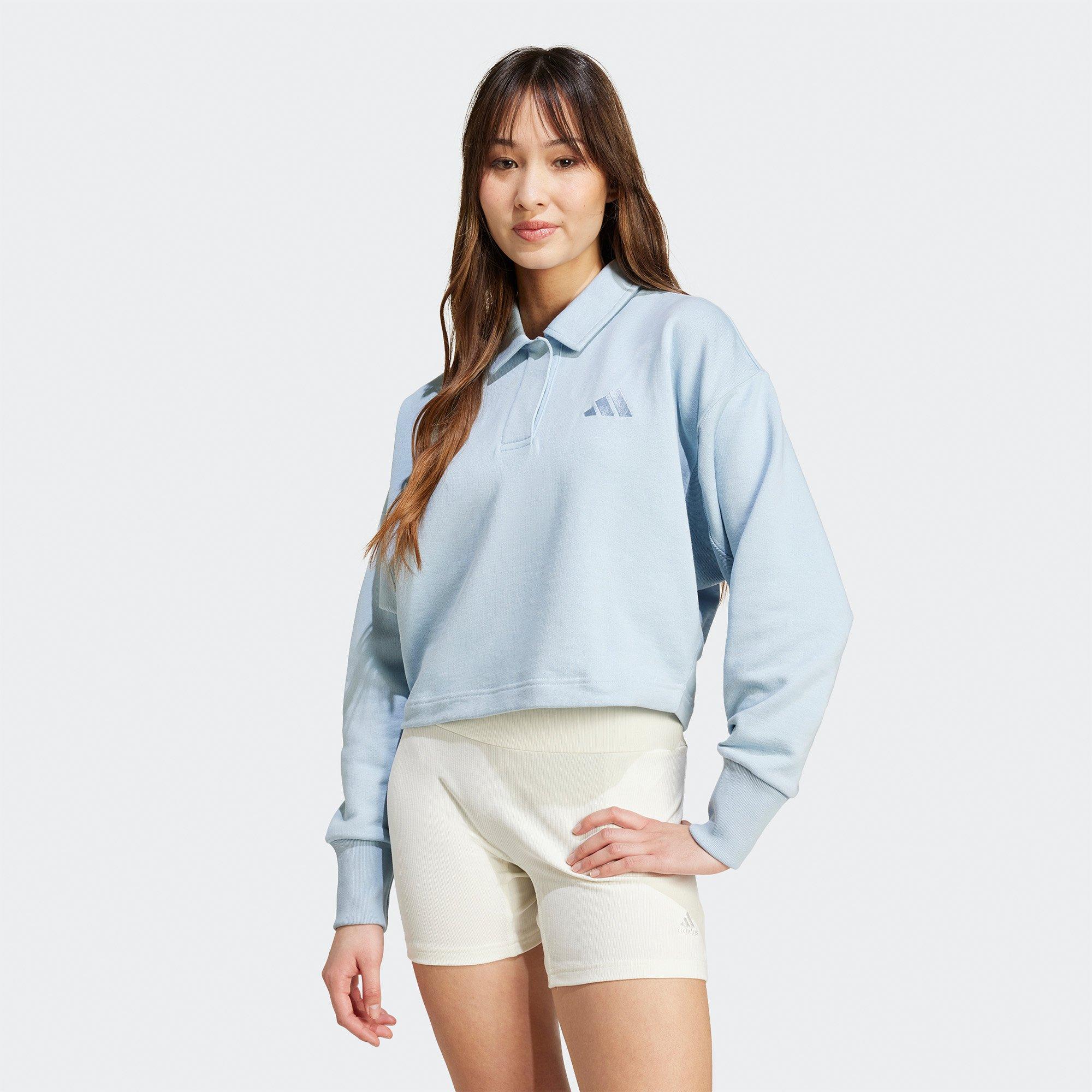 Wonder Blue - adidas - adidas ALL SZN Womens French Terry Polo Cropped Sweatshirt - 6