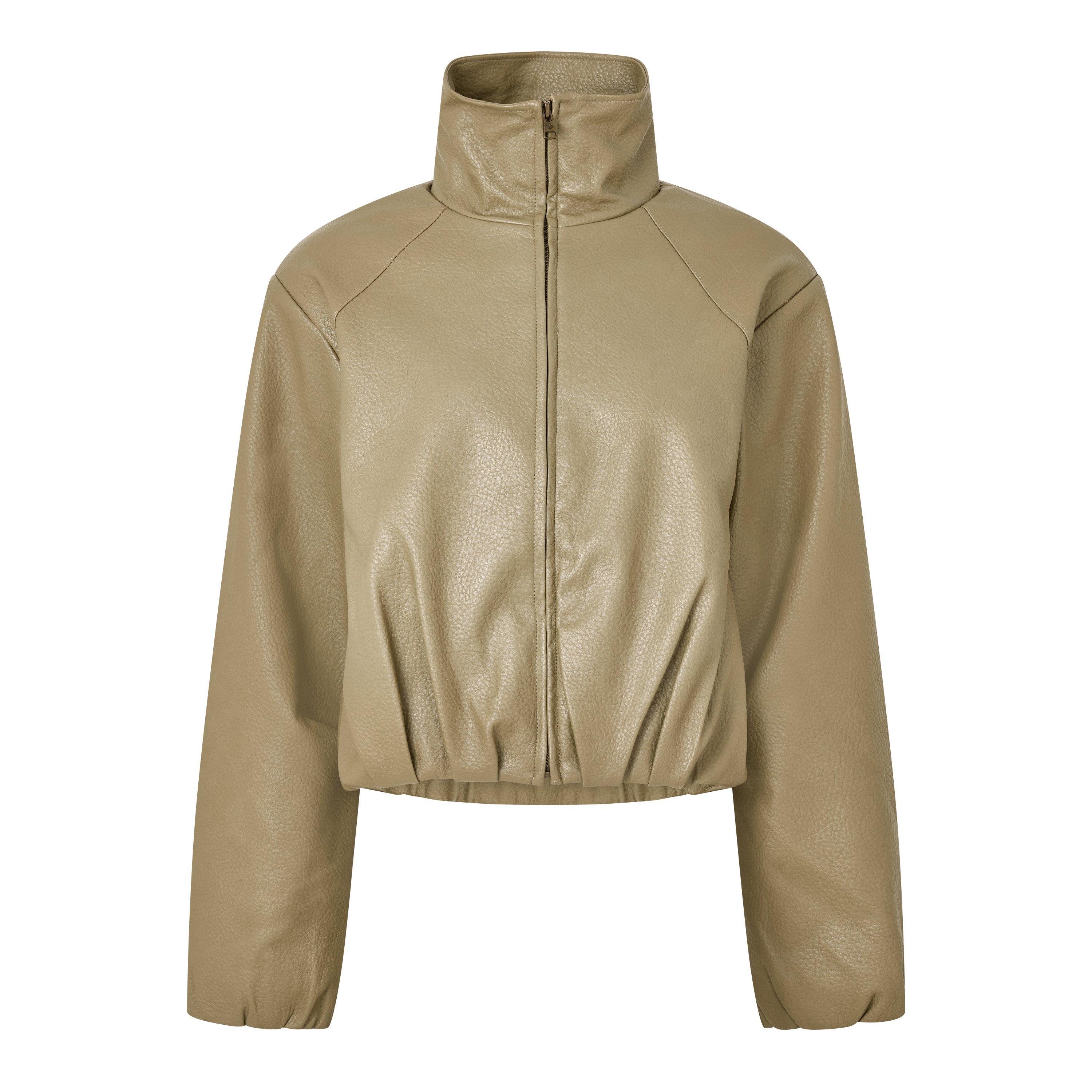 The Couture Club Women's Couture Oversized-Fit Faux Leather Jacket - Olive - 10 (S)