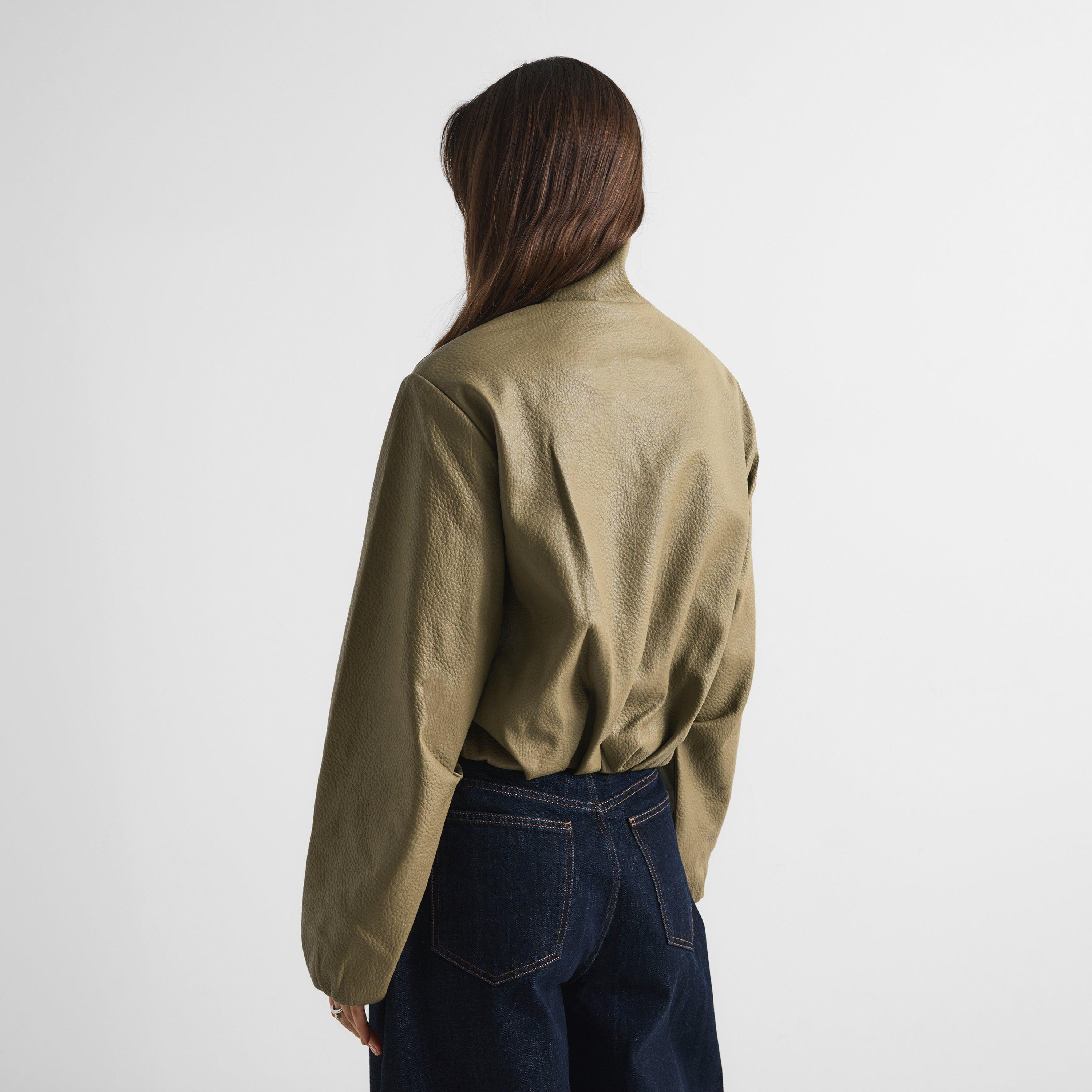 Olive - The Couture Club - Women's Couture Oversized-Fit Faux Leather Jacket - 4