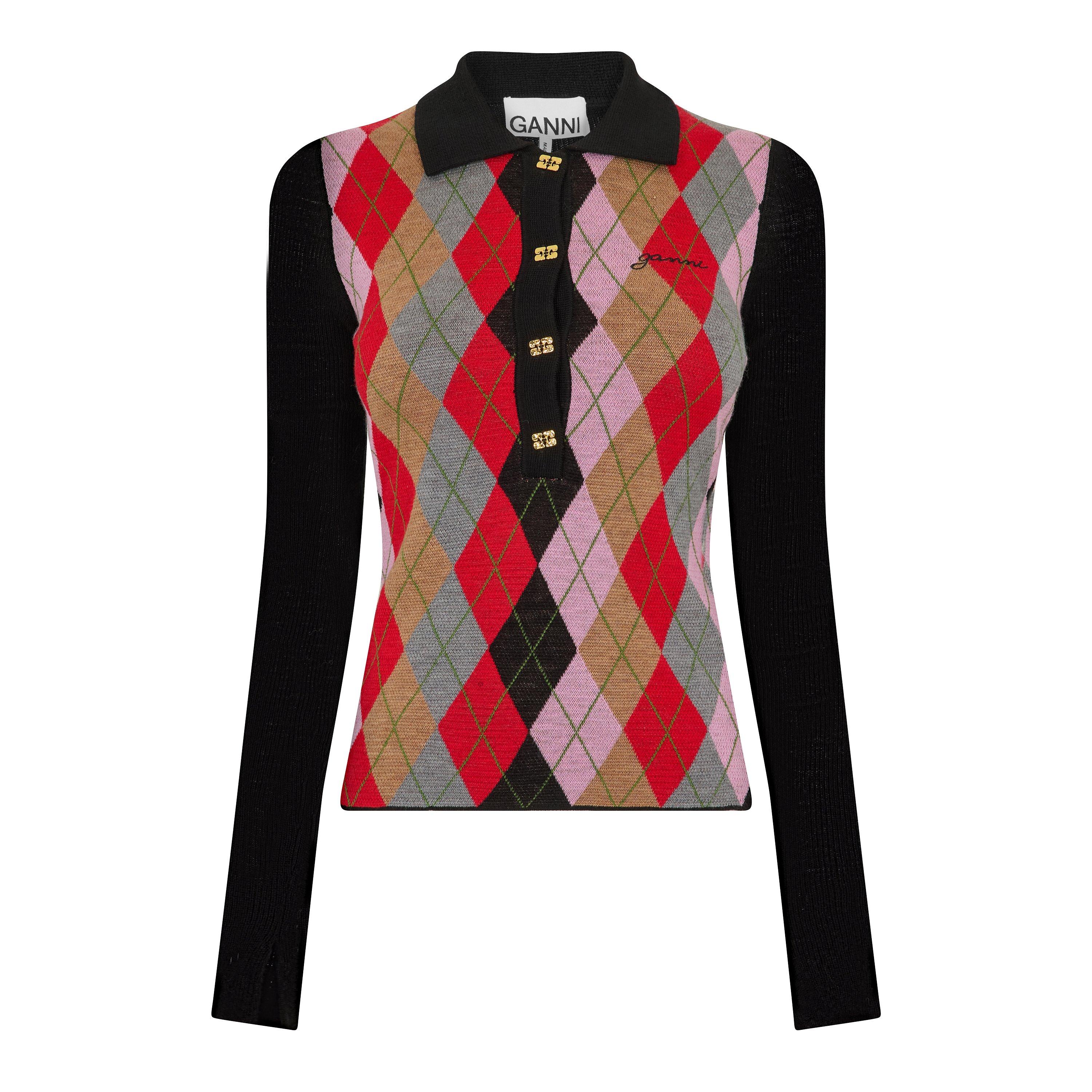 Black - Ganni - Ganni Harlequin Polo Ld61 - 1