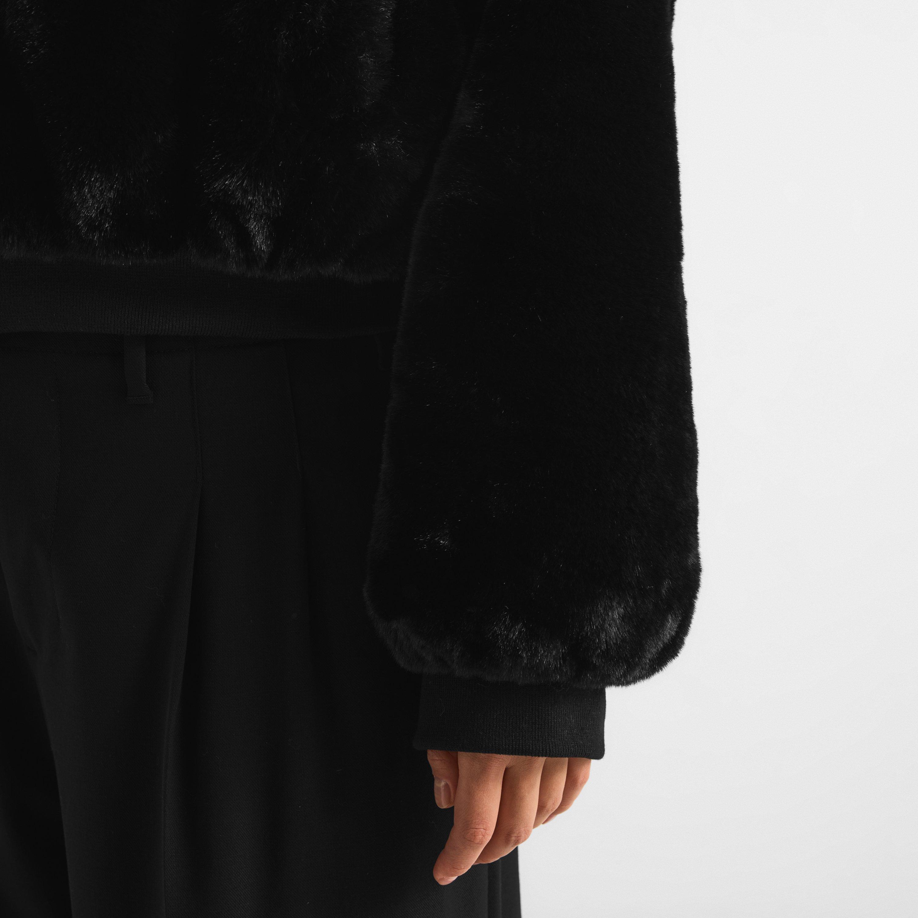 Black - Mars The Label - Women's Hooded Faux Fur Full-Zip Cropped Oversized-Fit Teddy Coat - 5