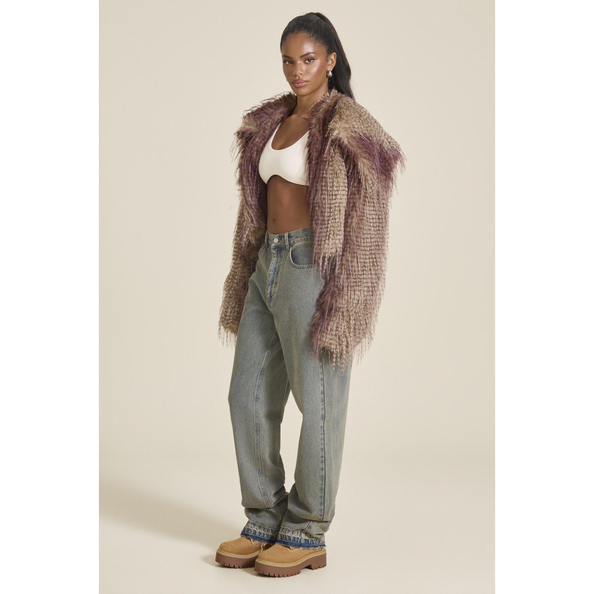 Wine - Mars The Label - Women's Ari Faux Fur Teddy Coat - 2