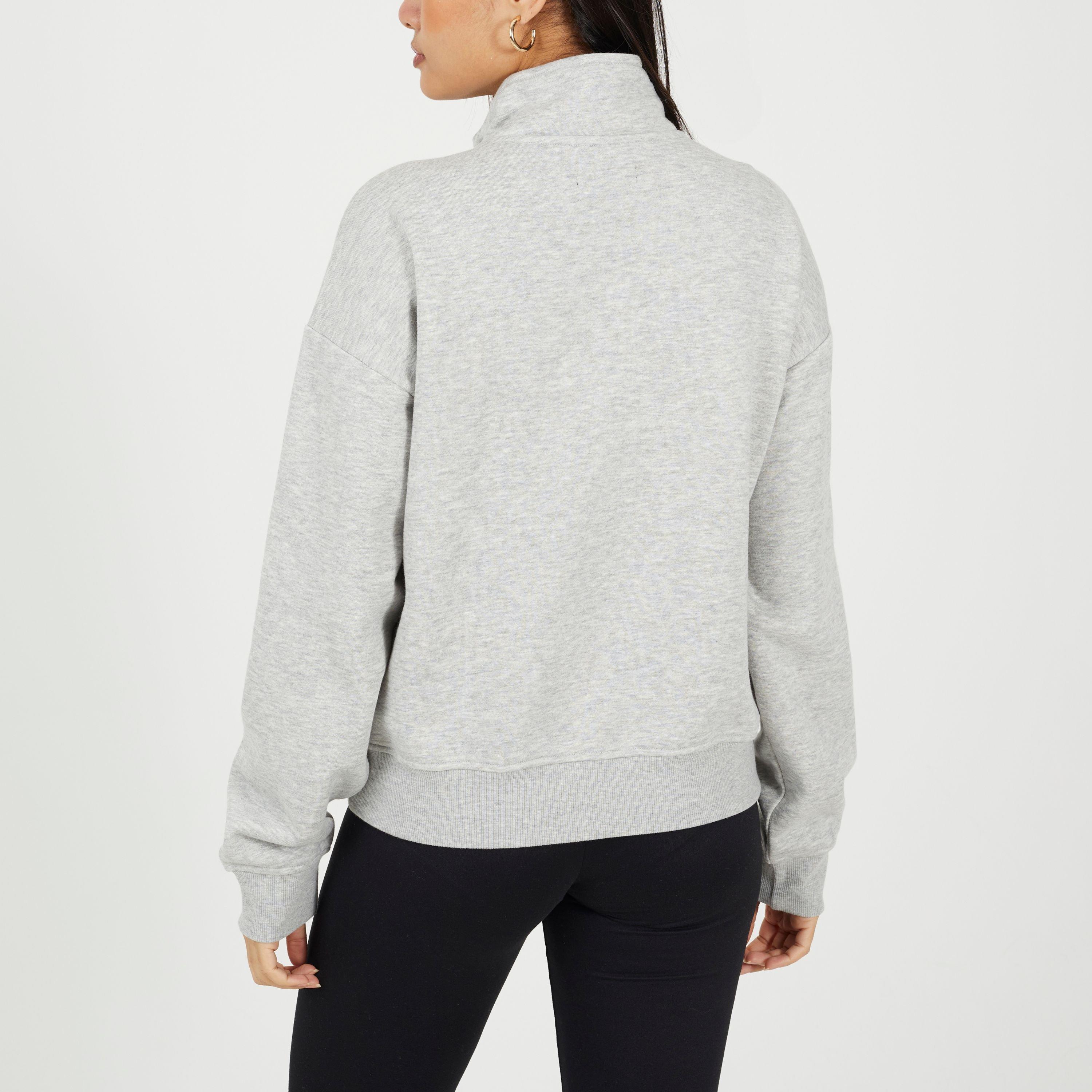 Grau meliert - Brave Soul - BS Womens Funnel Neck Quarter Zip Sweatshirt with Pocket - 2