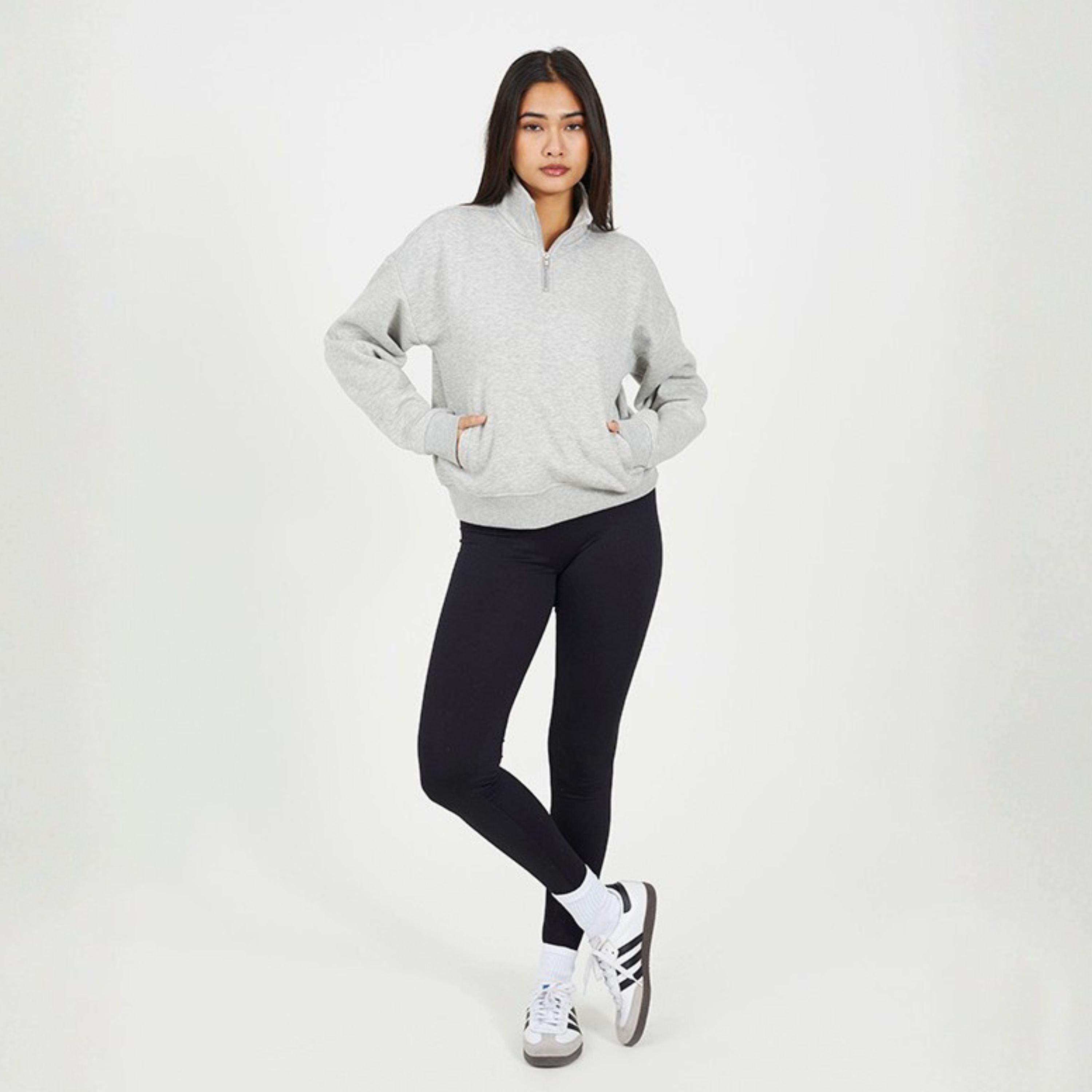 Grau meliert - Brave Soul - BS Womens Funnel Neck Quarter Zip Sweatshirt with Pocket - 4