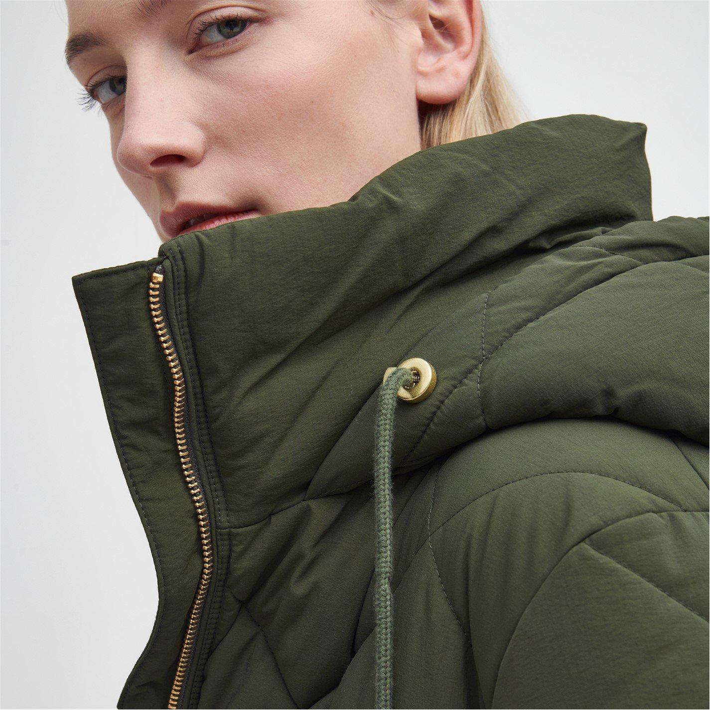 Olive - Barbour - Women's Kirkton Longline Puffer Quilted Jacket - 4