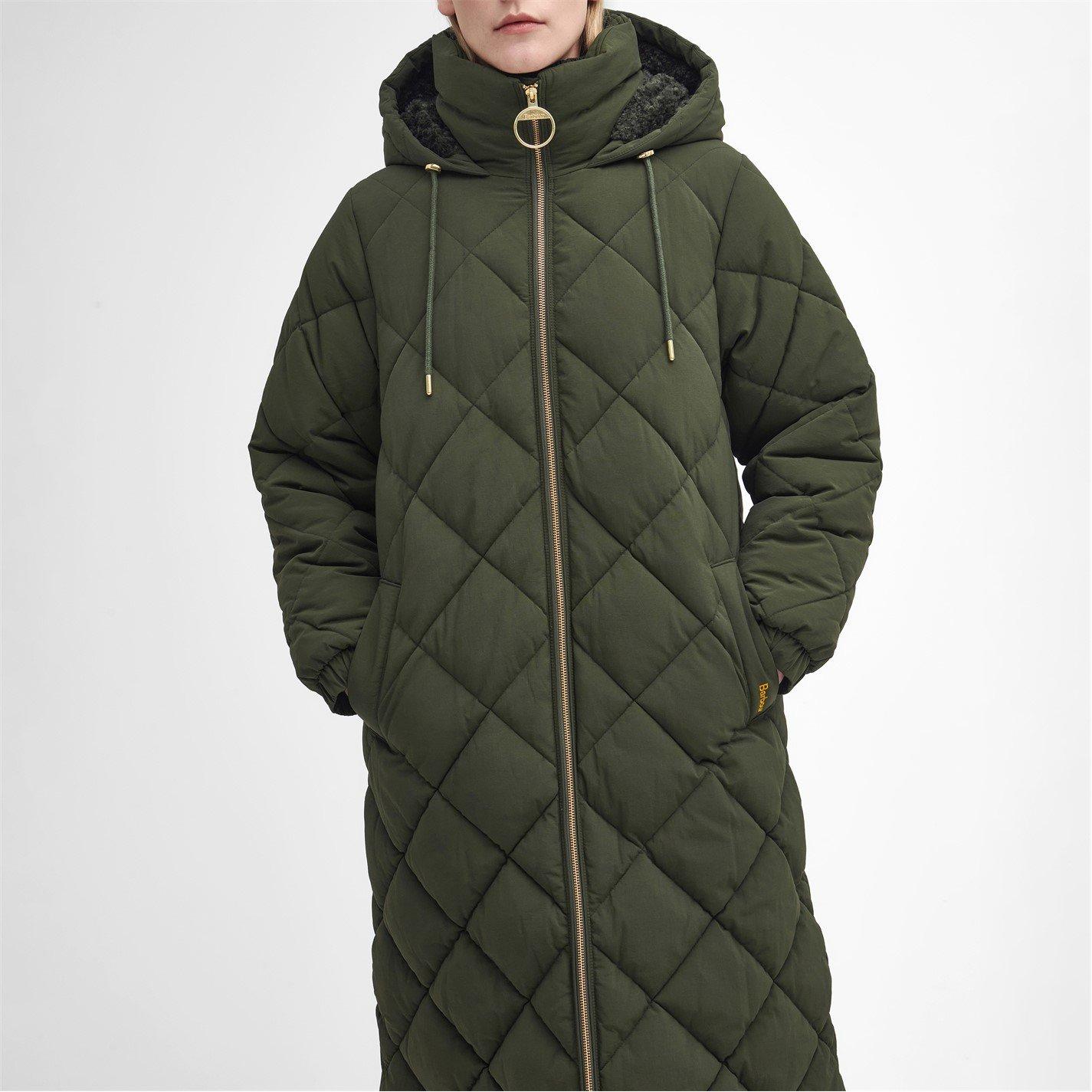 Olive - Barbour - Women's Kirkton Longline Puffer Quilted Jacket - 5
