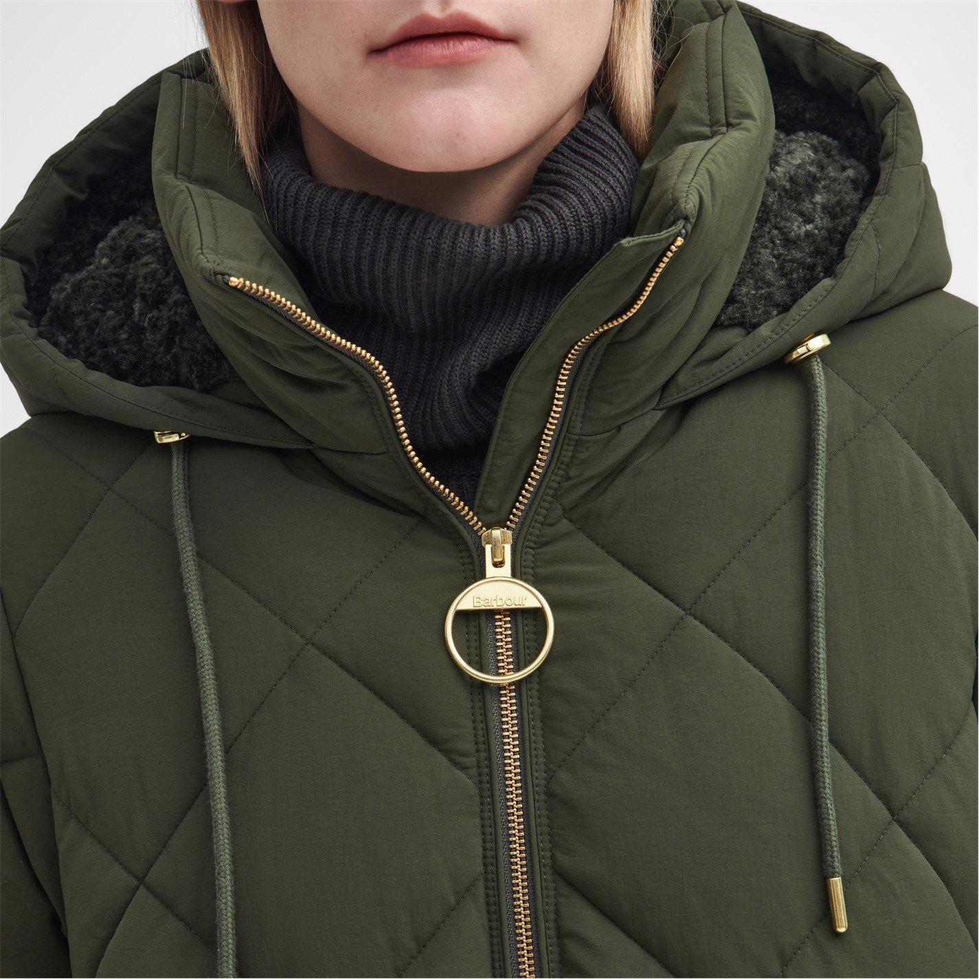 Olive - Barbour - Women's Kirkton Longline Puffer Quilted Jacket - 7