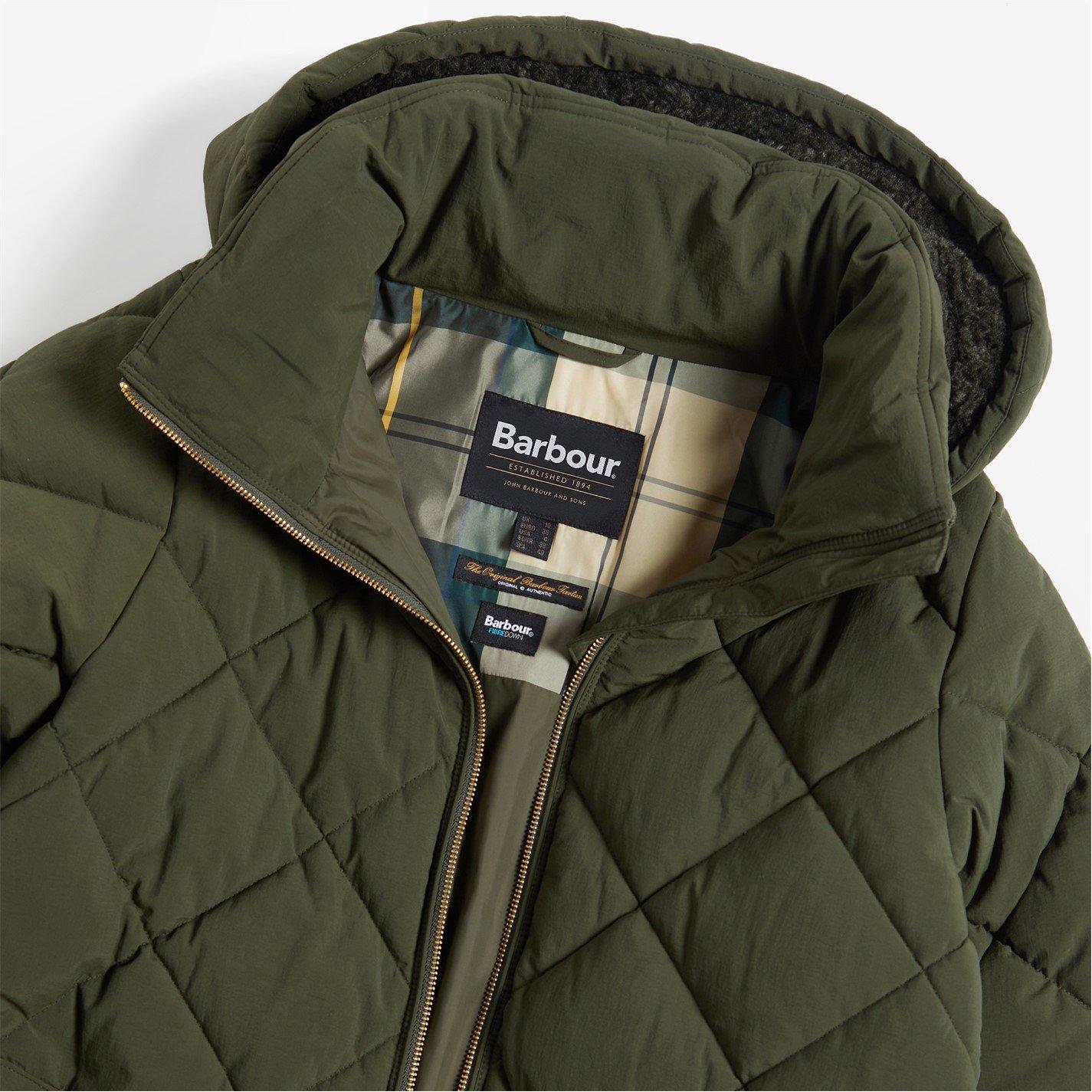 Olive - Barbour - Women's Kirkton Longline Puffer Quilted Jacket - 9