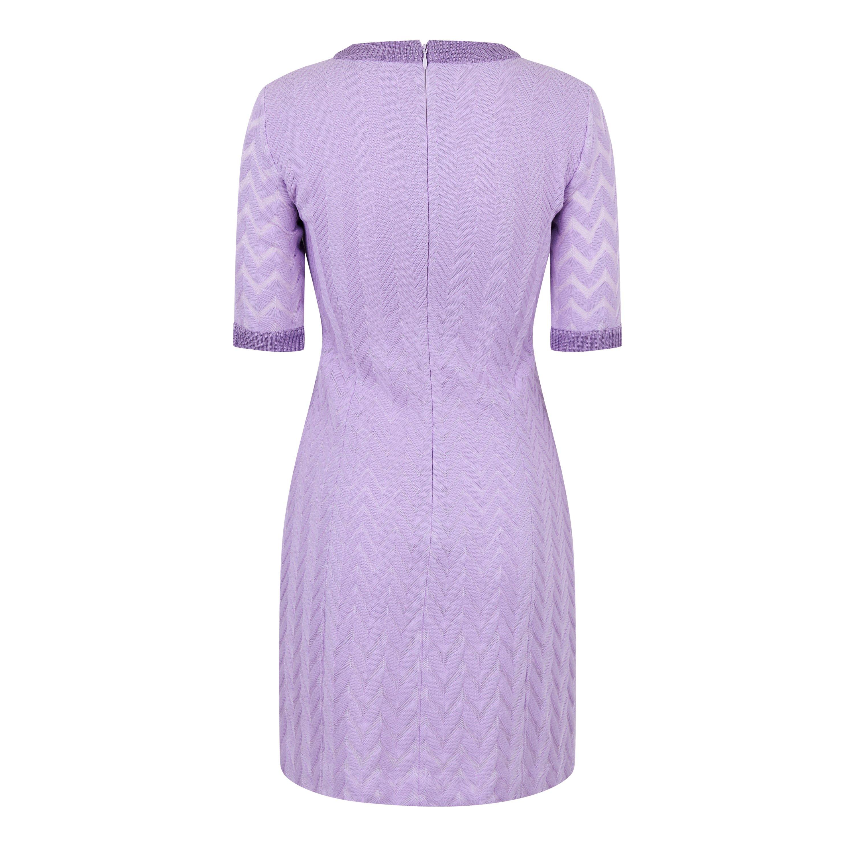 Lavender - Missoni - Women's Jacquard Cotton Blend Mini Jumper Dress - 2