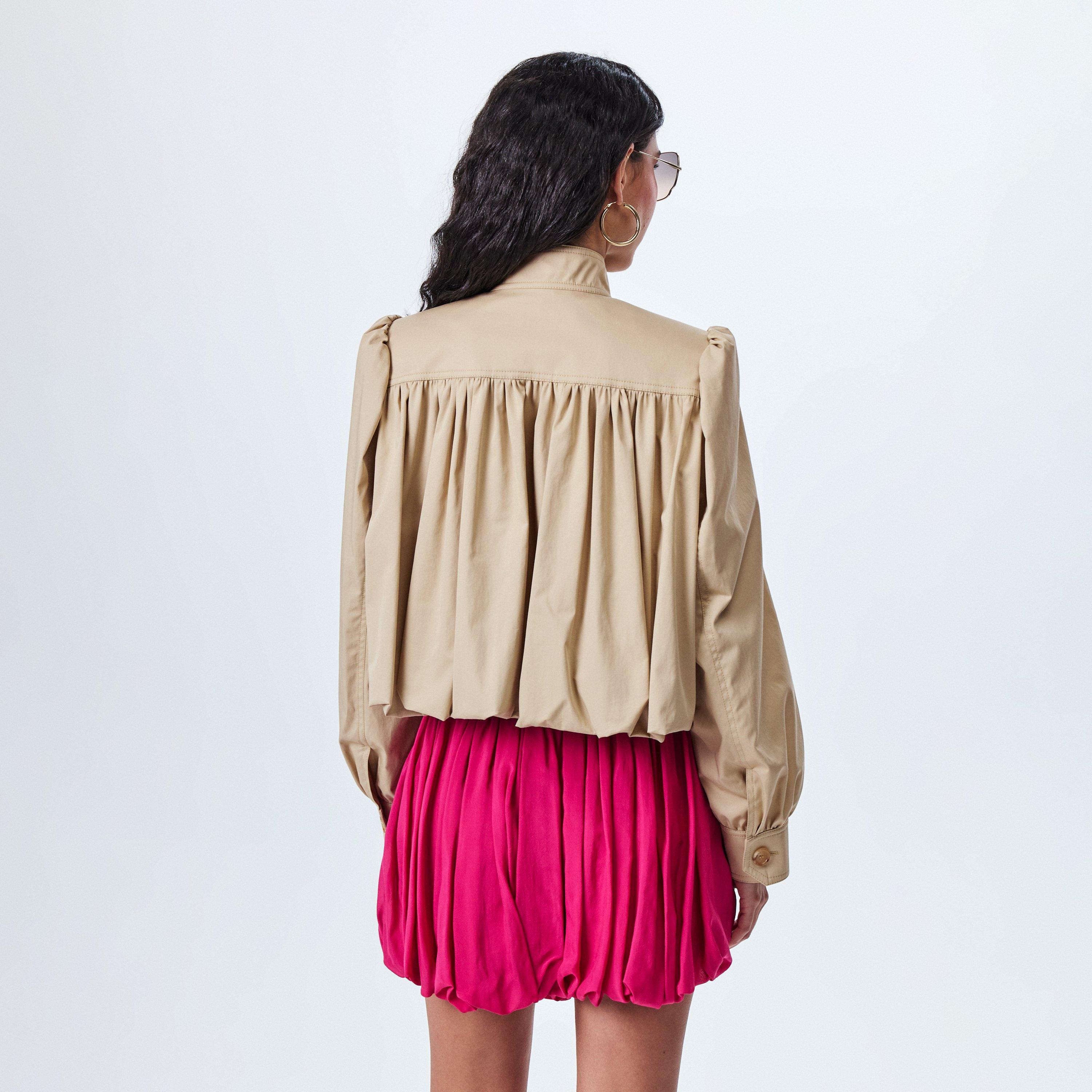 Smoky Beige - Chloe - Women's 's Cropped Zippered Bomber Jacket - 4