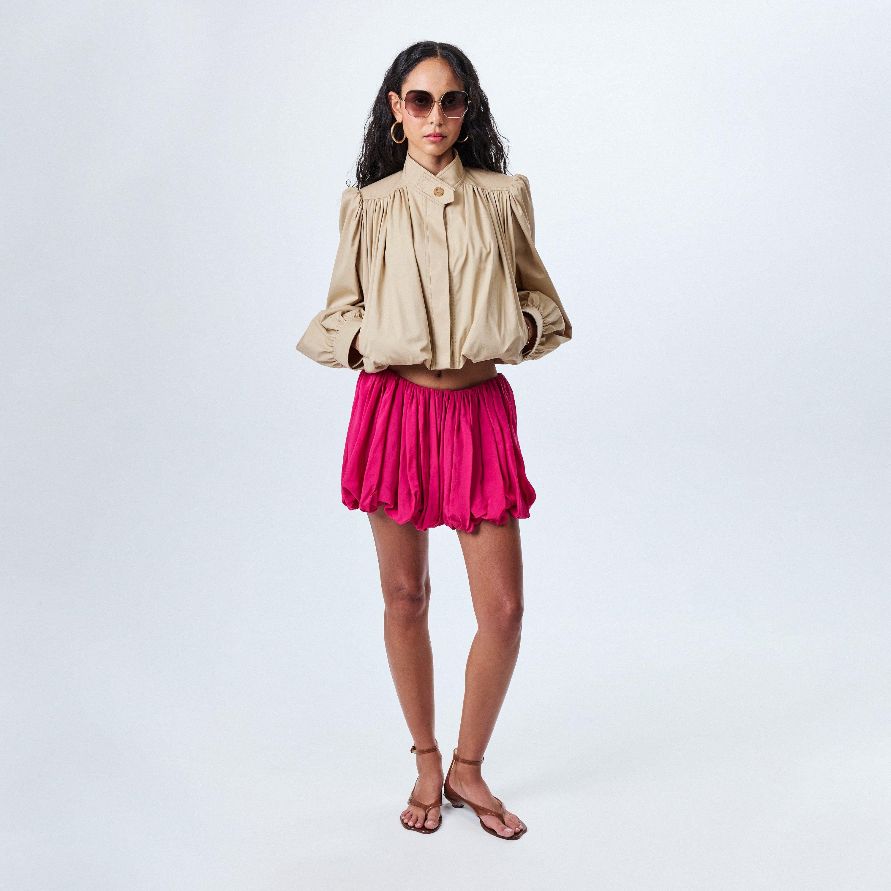 Smoky Beige - Chloe - Women's 's Cropped Zippered Bomber Jacket - 6