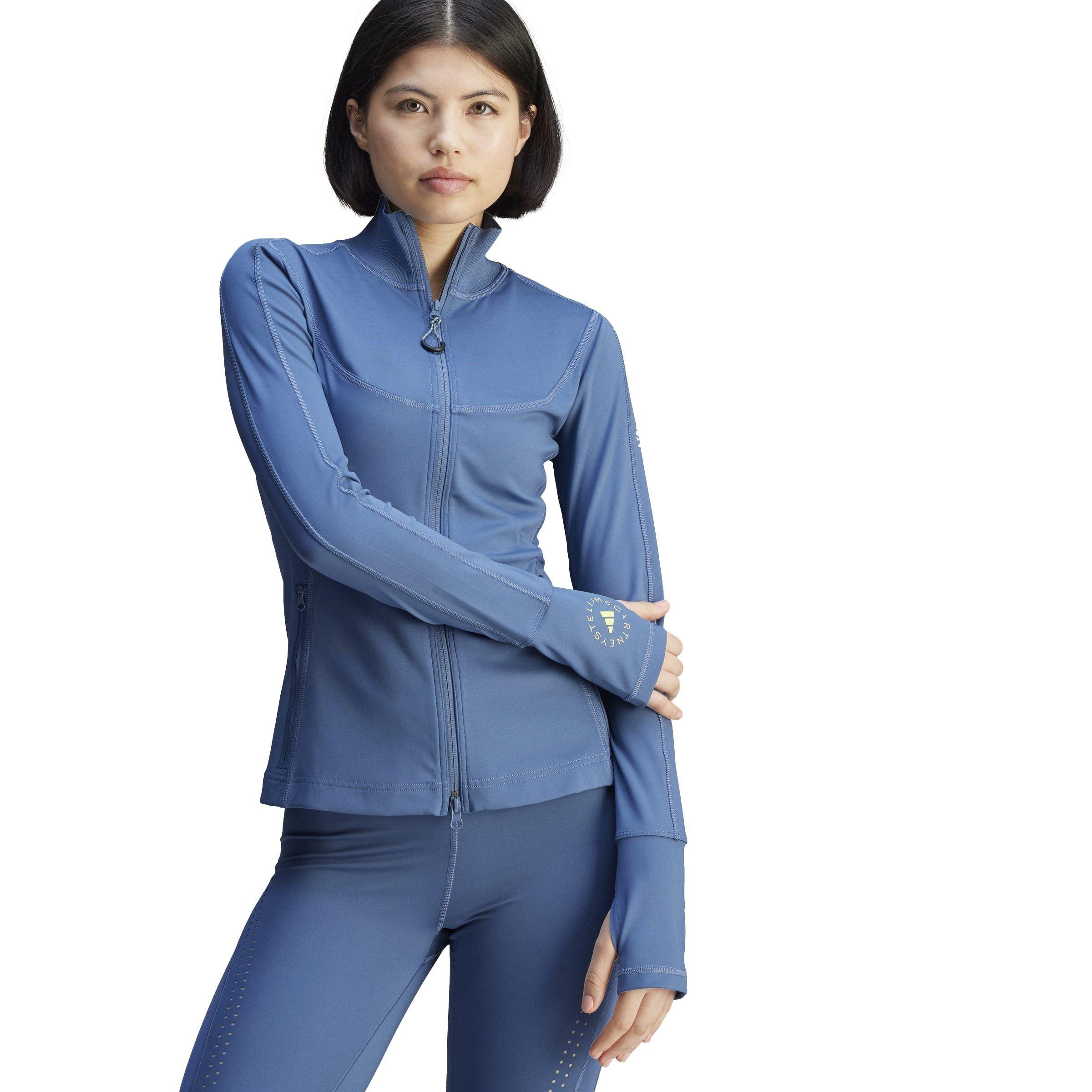 deep sea blue - adidas by Stella McCartney - Women's AEROREADY Long Sleeve Thumbhole Slim Fit Performance Training Jacket - 4