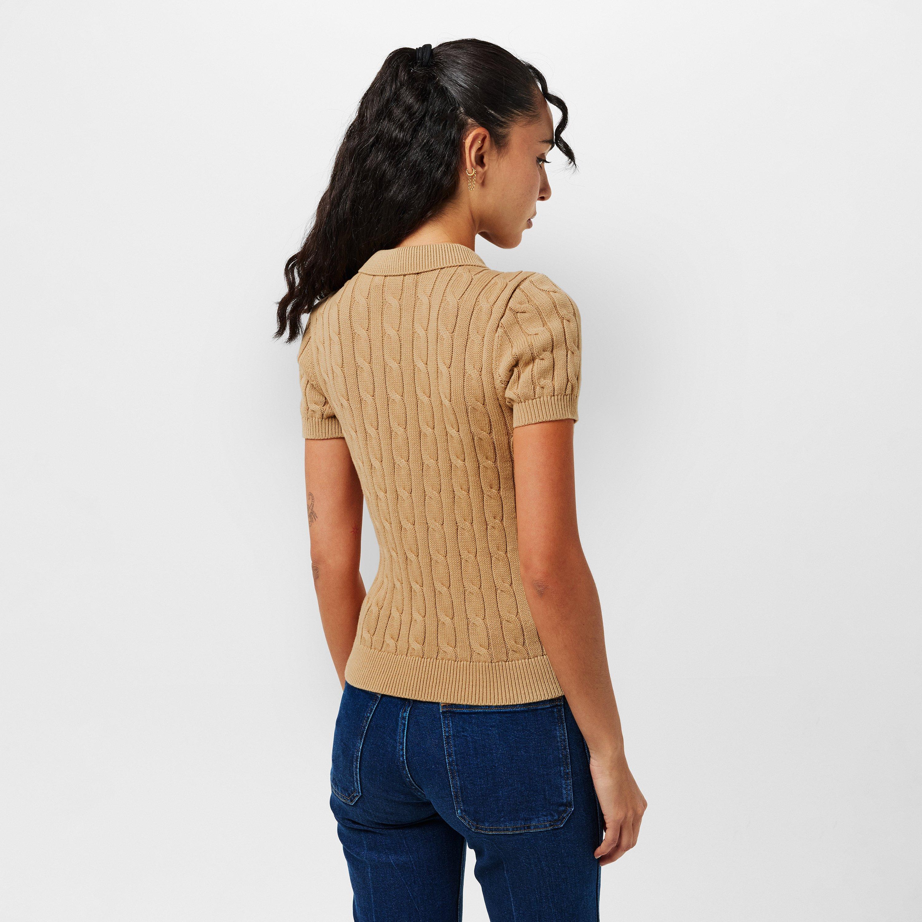 Birch Tan - Lauren by Ralph Lauren - Cable-Knit Cotton Polo Jumper - 4
