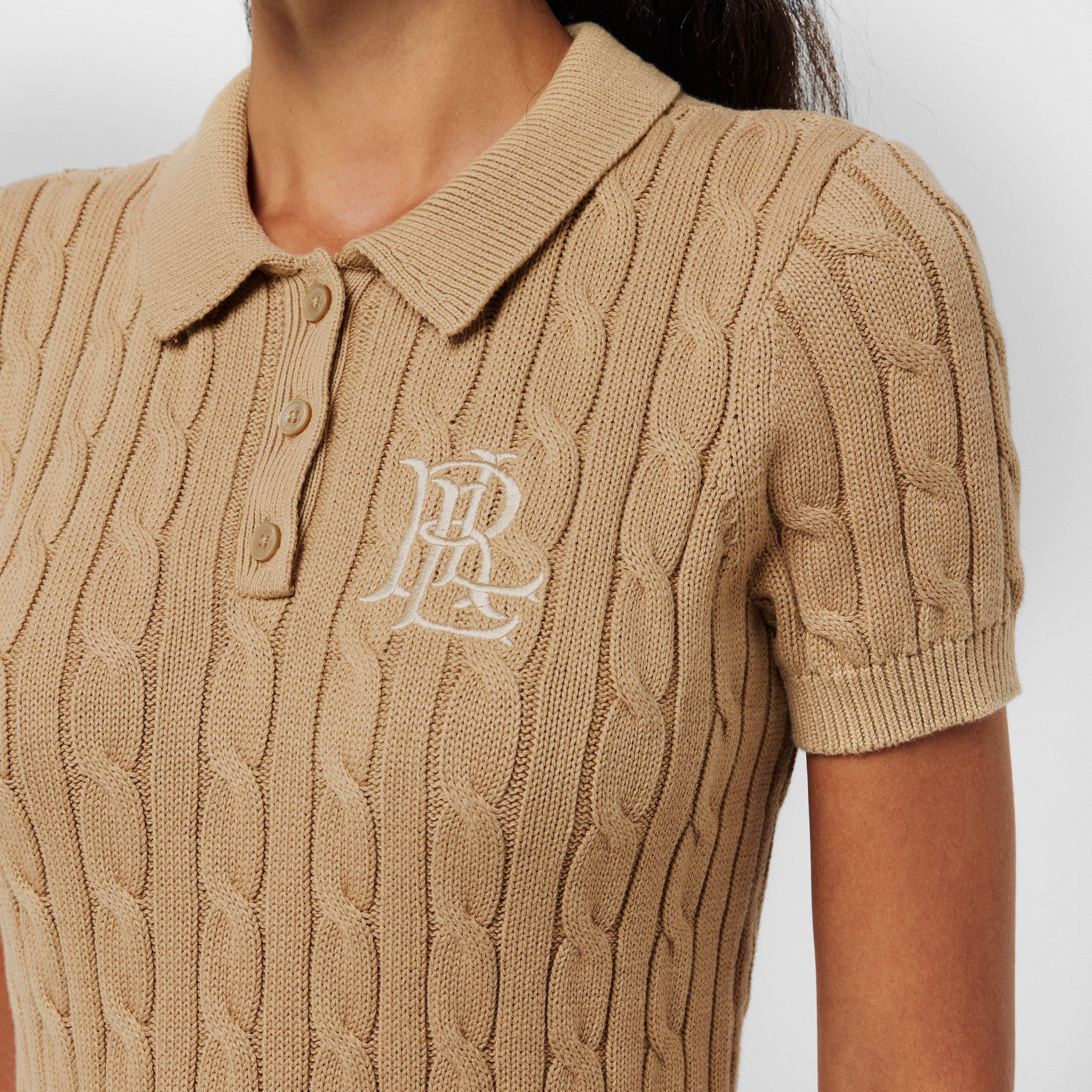 Birch Tan - Lauren by Ralph Lauren - Cable-Knit Cotton Polo Jumper - 5