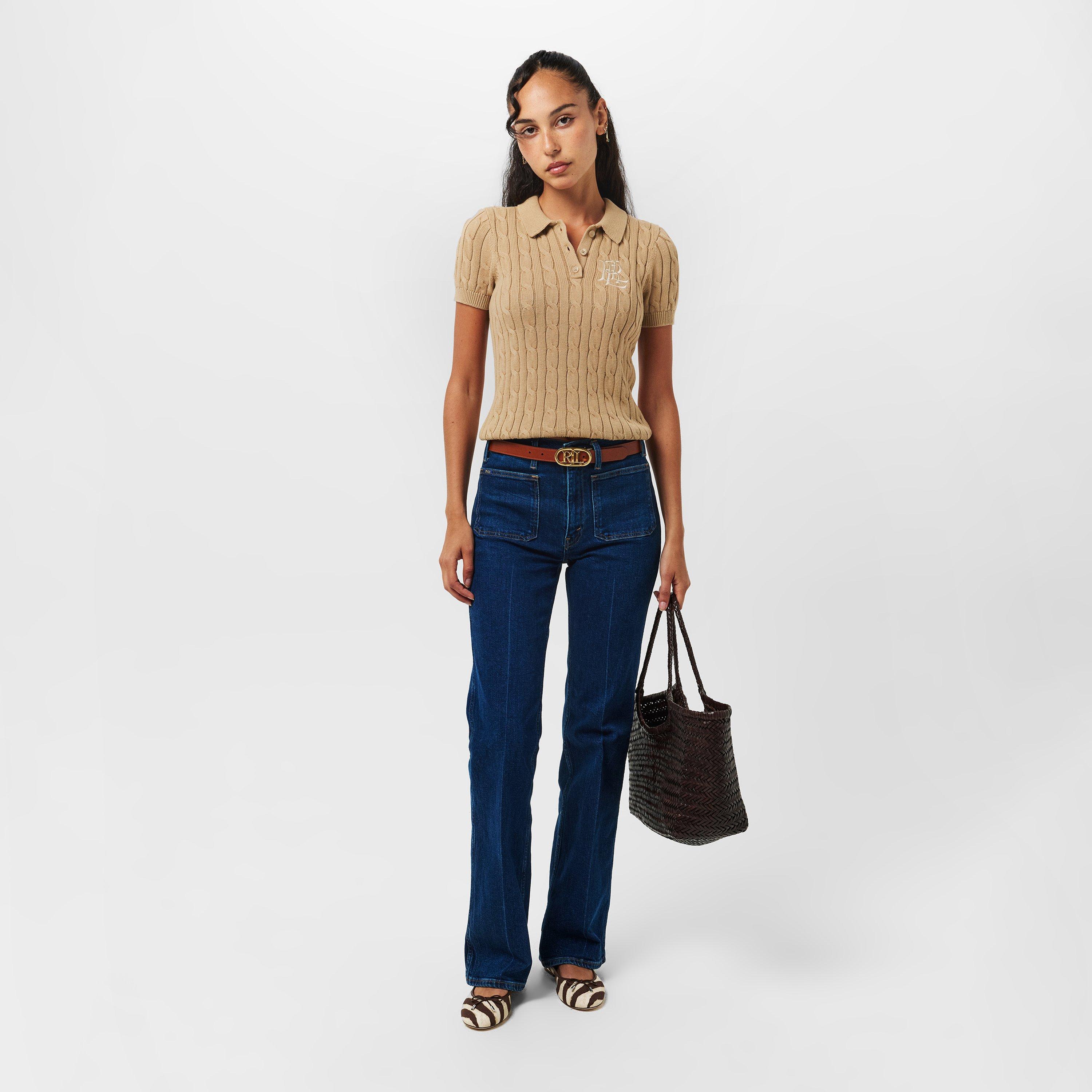 Birch Tan - Lauren by Ralph Lauren - Cable-Knit Cotton Polo Jumper - 6
