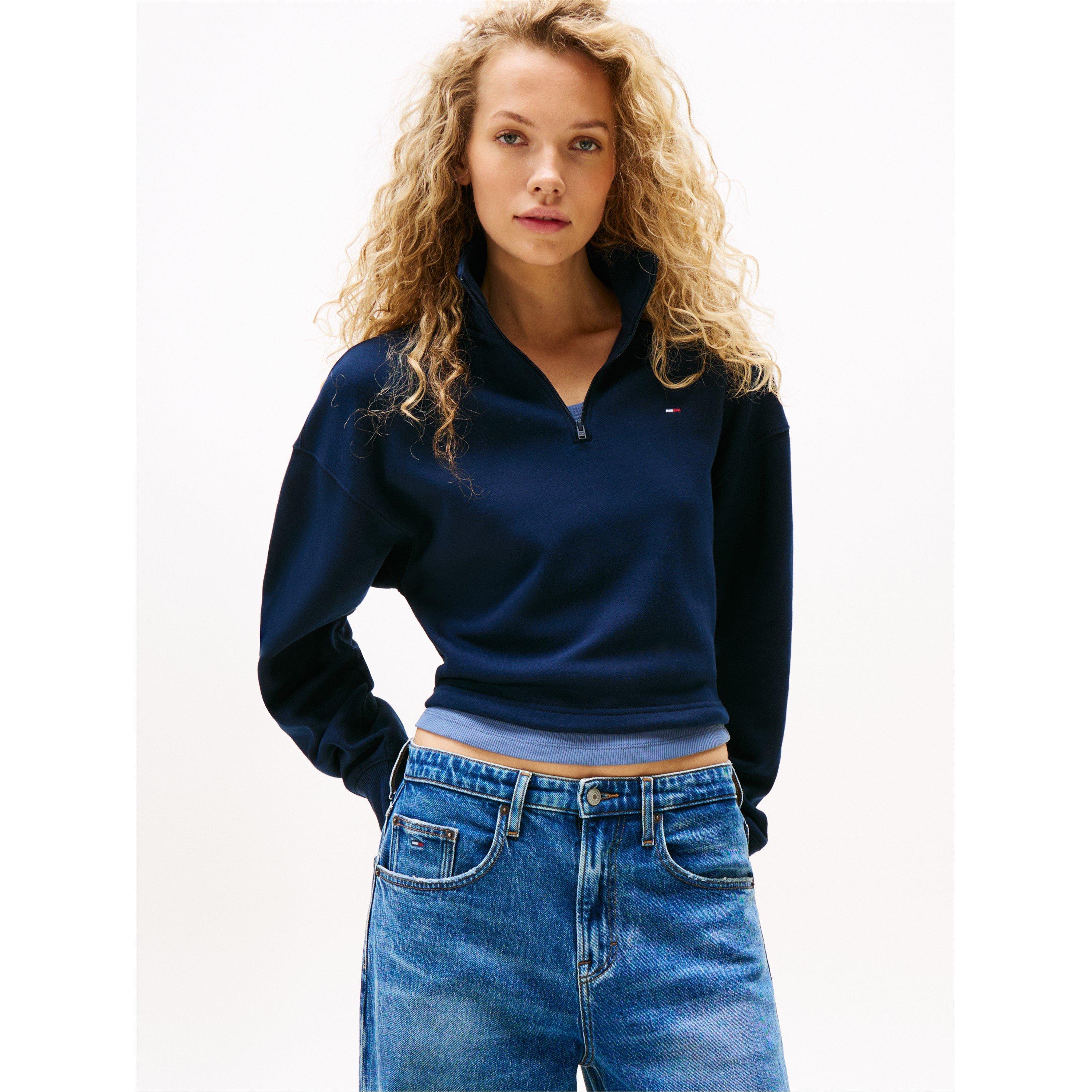 Dark Night Navy - Tommy Jeans - Women's quarter Zip Fleece - 2