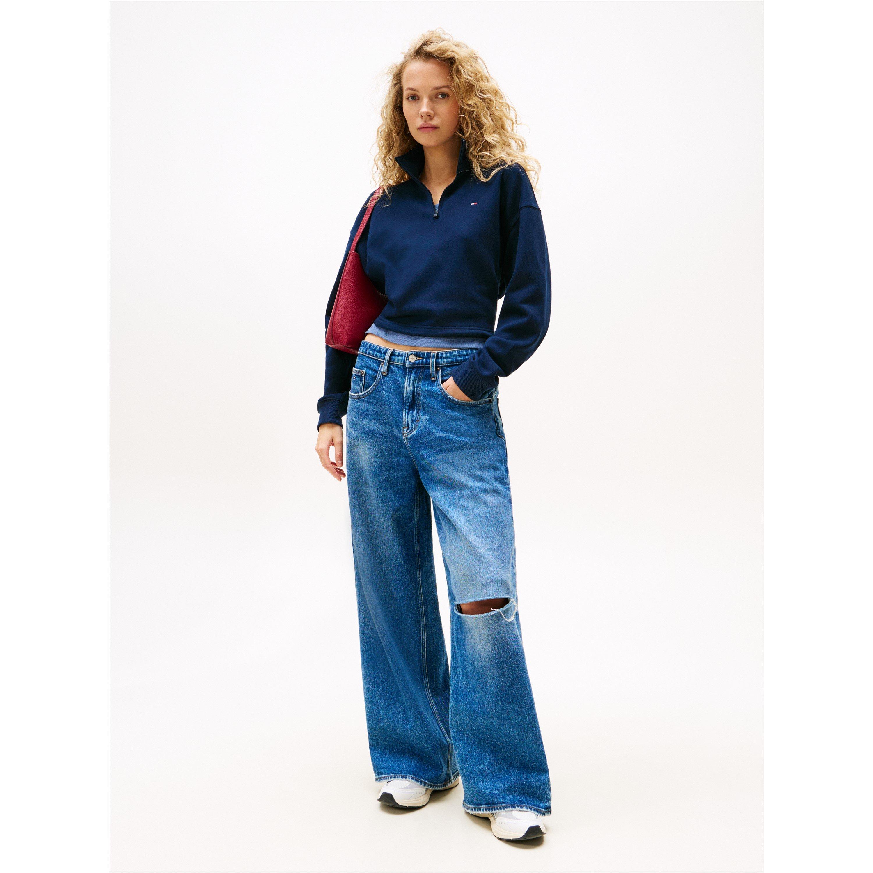 Dark Night Navy - Tommy Jeans - Women's quarter Zip Fleece - 3