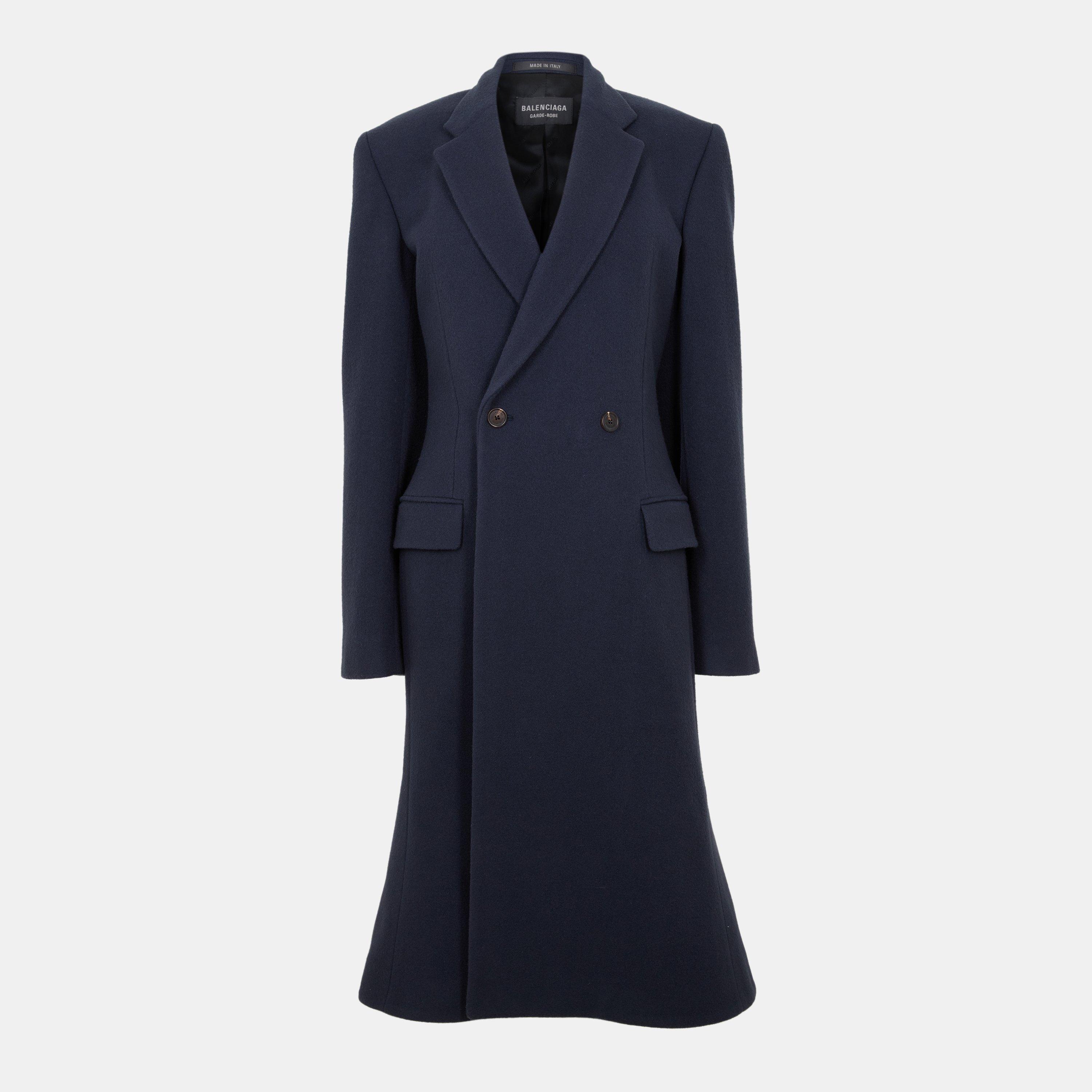 Corporate Navy - Balenciaga - Women's Bal Godet Tailored Fit Overcoat - 1