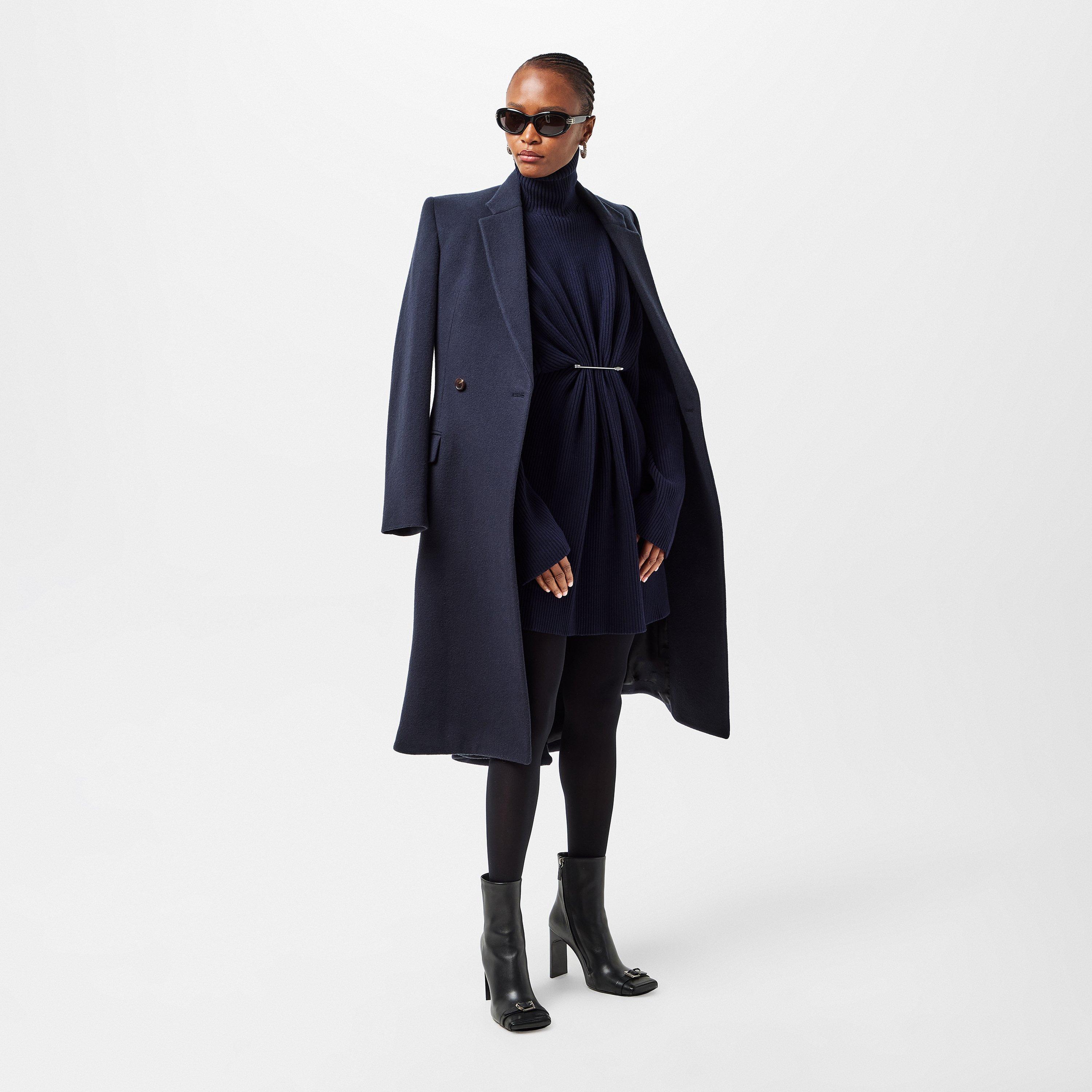 Corporate Navy - Balenciaga - Women's Bal Godet Tailored Fit Overcoat - 6