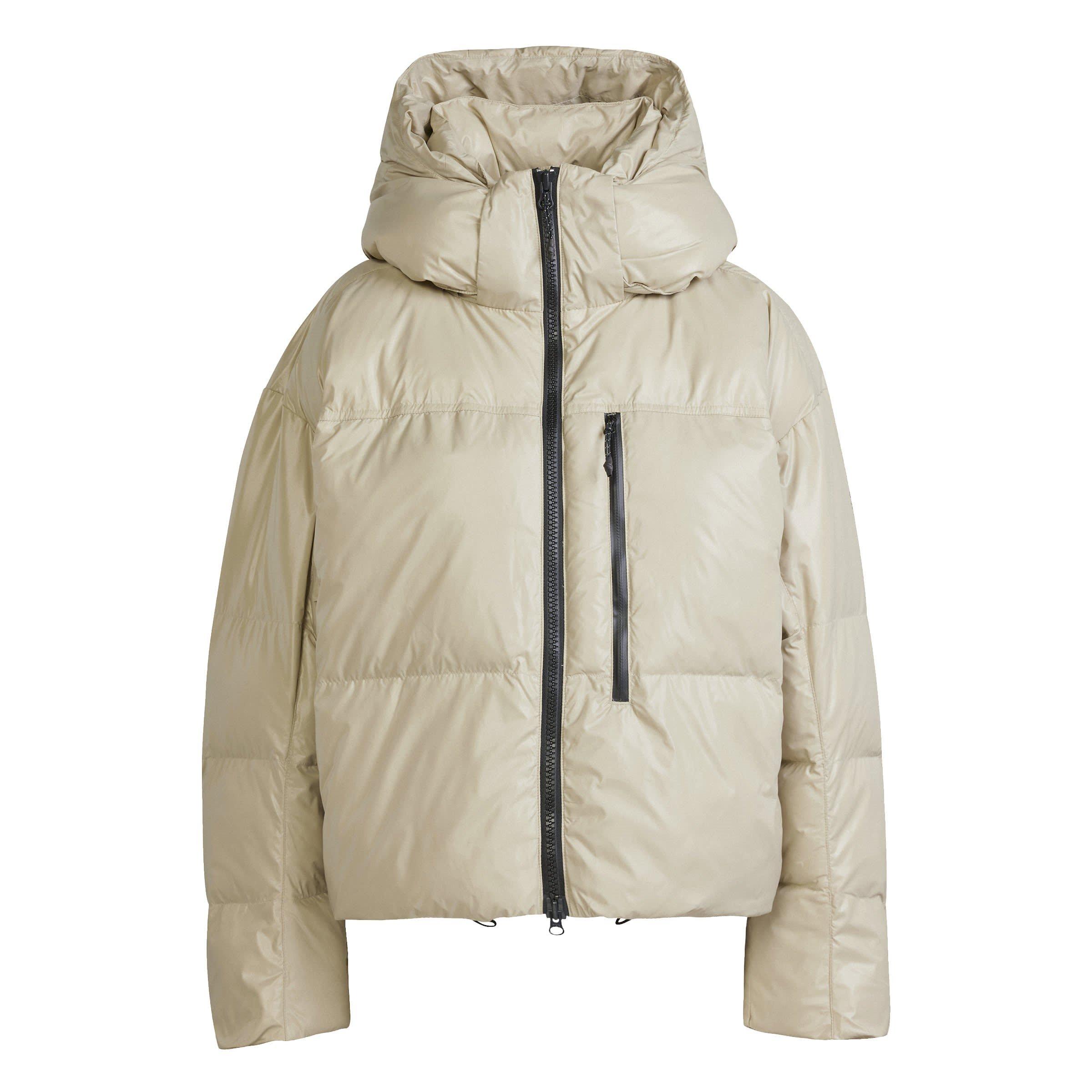 desert sand - adidas by Stella McCartney - Women's TrueNature Windproof Detachable Hood Long Sleeve Oversized Fit Short Puffer Jacket - 7