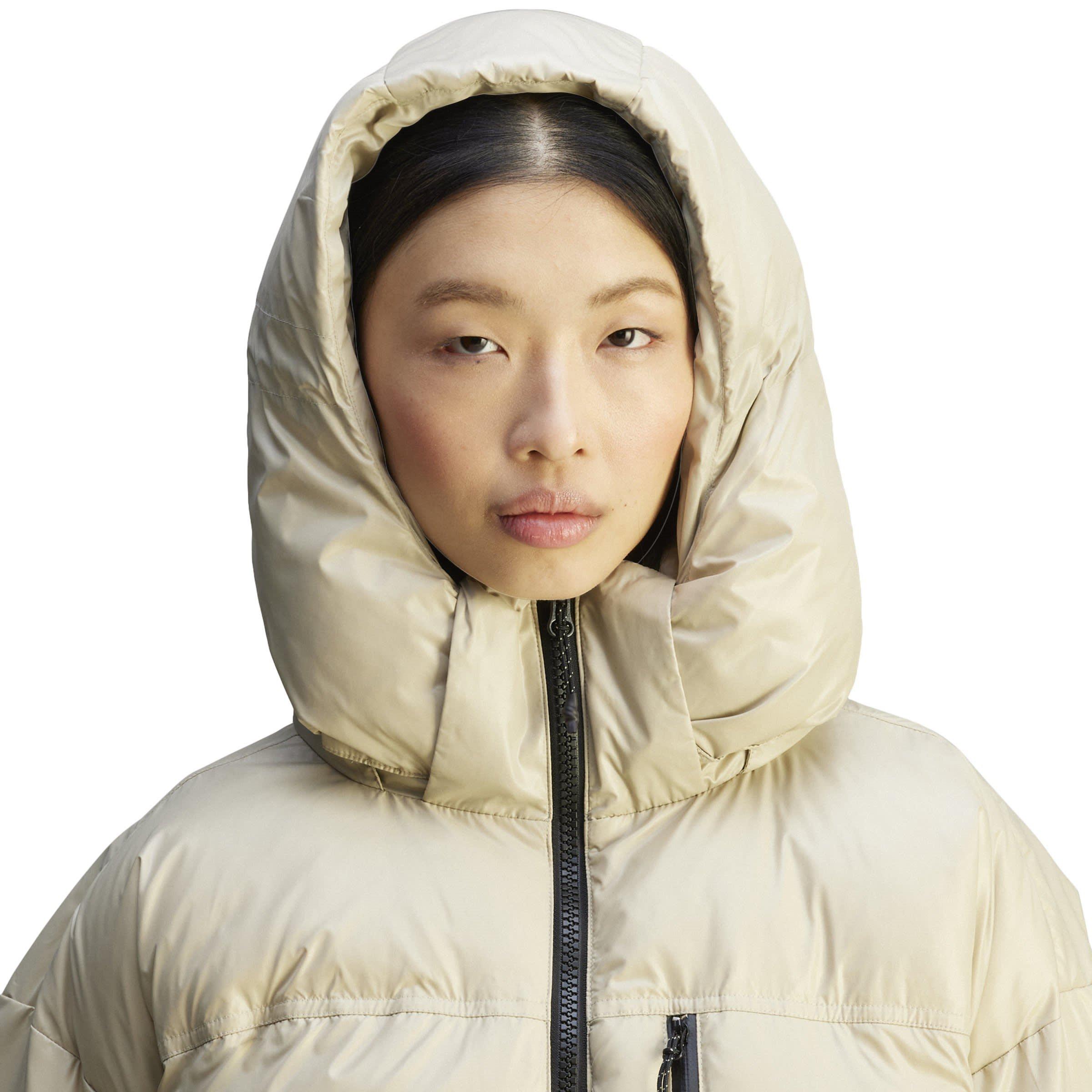 desert sand - adidas by Stella McCartney - Women's TrueNature Windproof Detachable Hood Long Sleeve Oversized Fit Short Puffer Jacket - 4