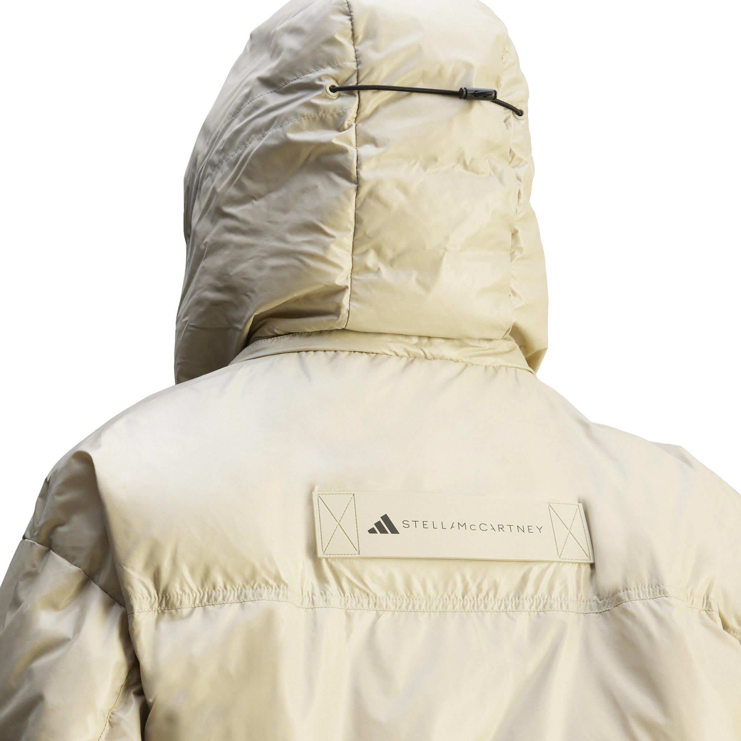 desert sand - adidas by Stella McCartney - Women's TrueNature Windproof Detachable Hood Long Sleeve Oversized Fit Short Puffer Jacket - 5
