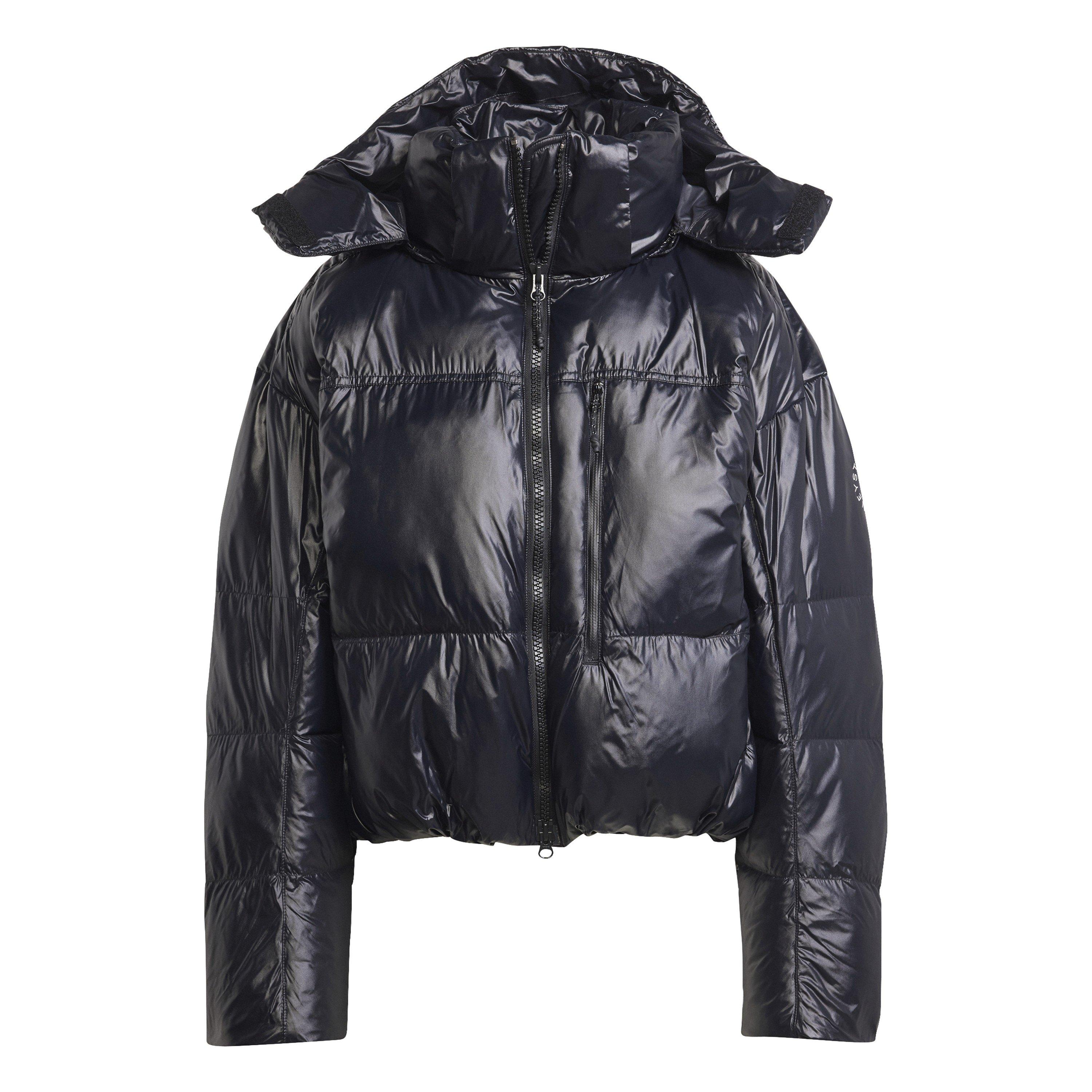 Black - adidas by Stella McCartney - Women's TrueNature Wind Resistant Synthetic Fill Long Sleeve Short Puffer Jacket - 1