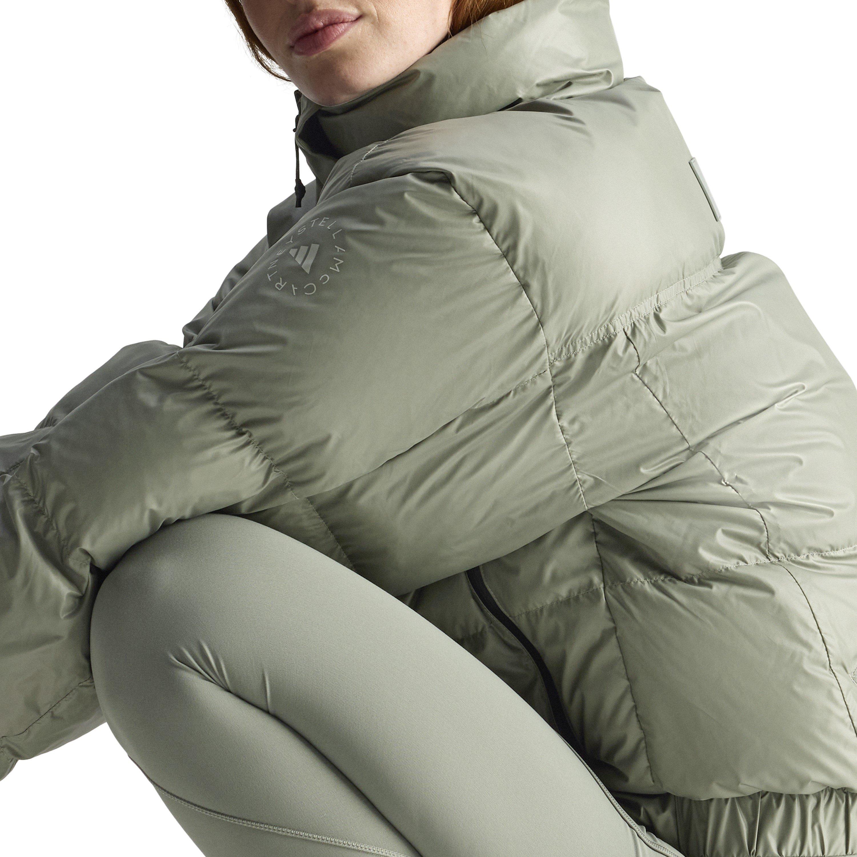 Stone Green - adidas by Stella McCartney - Women's TrueNature Wind Resistant Synthetic Fill Long Sleeve Short Puffer Jacket - 5
