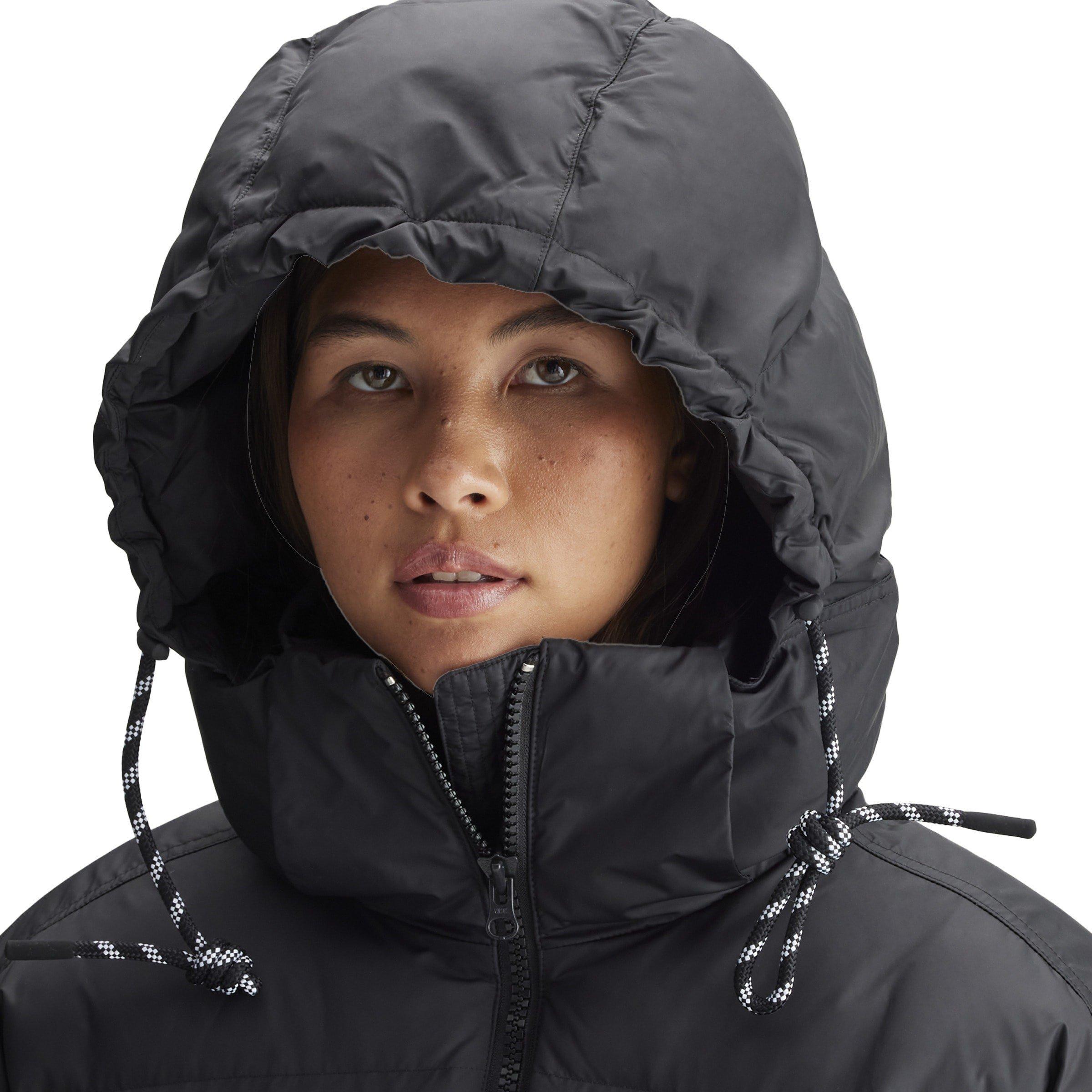 Black - adidas by Stella McCartney - Women's Wind Resistant Long Sleeve Hooded Long Puffer Jacket - 6